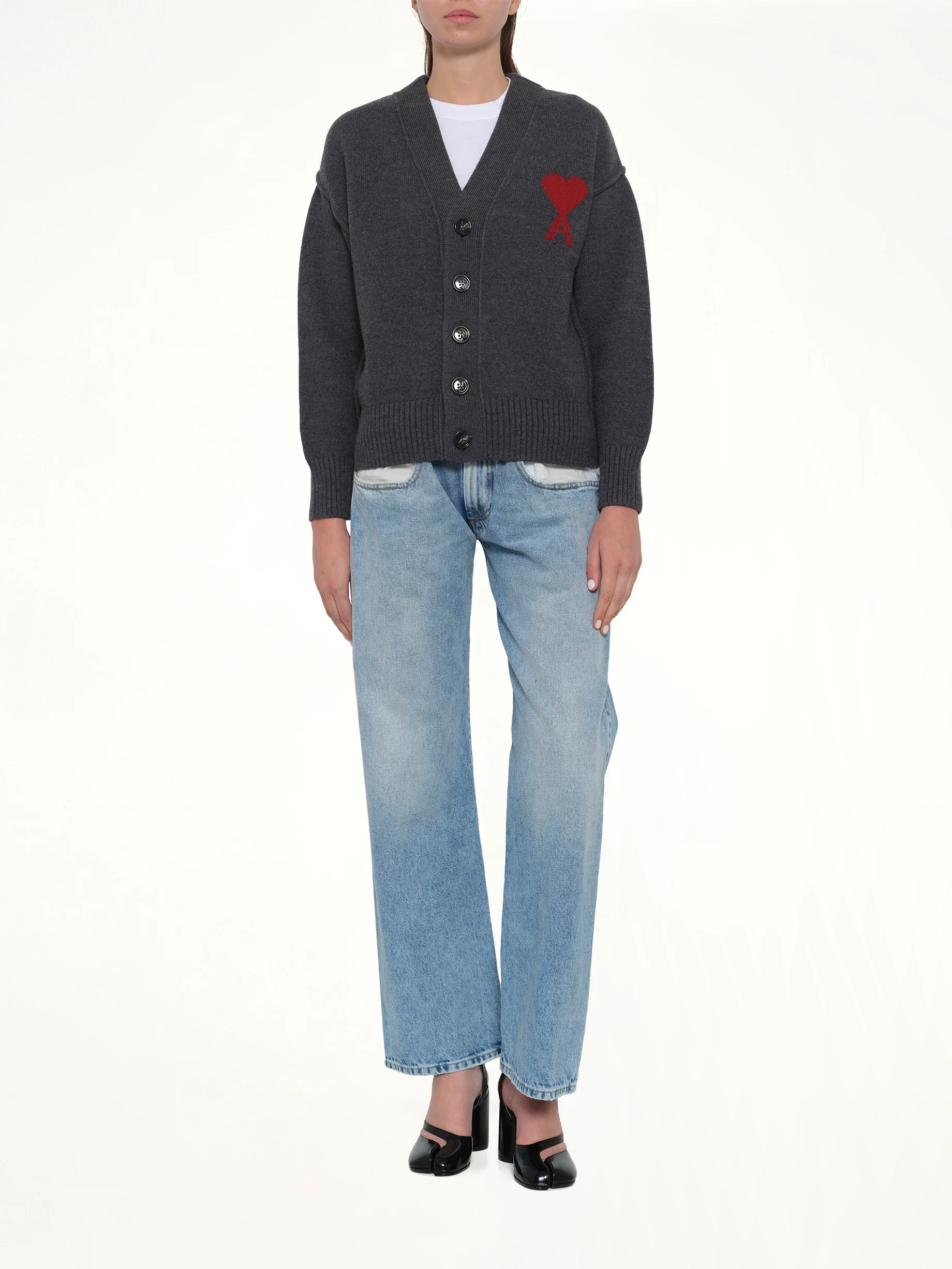 Red Ami De Coeur Cardigan in Grey - Image 10