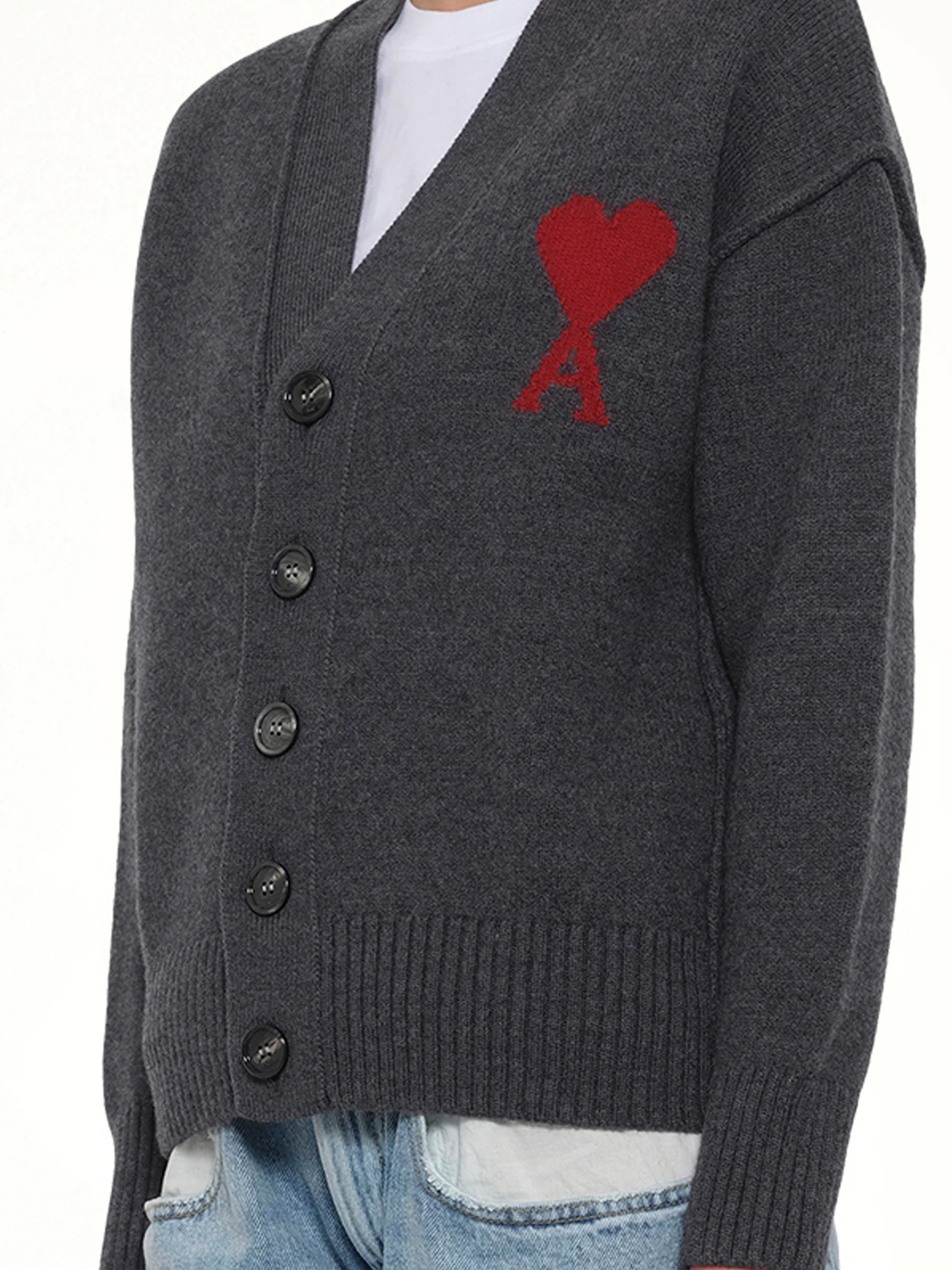 Red Ami De Coeur Cardigan in Grey - Image 12