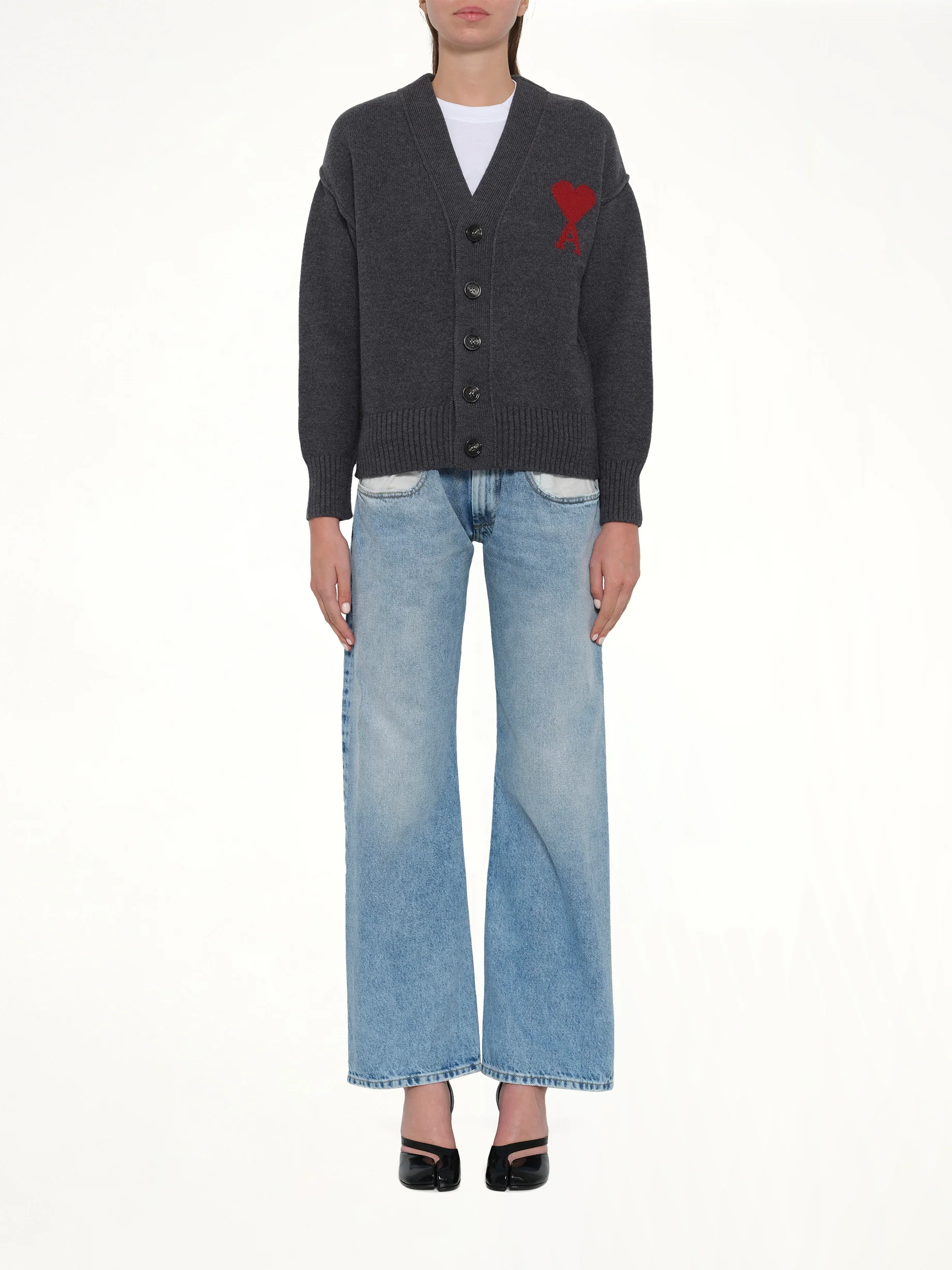 Red Ami De Coeur Cardigan in Grey - Image 13