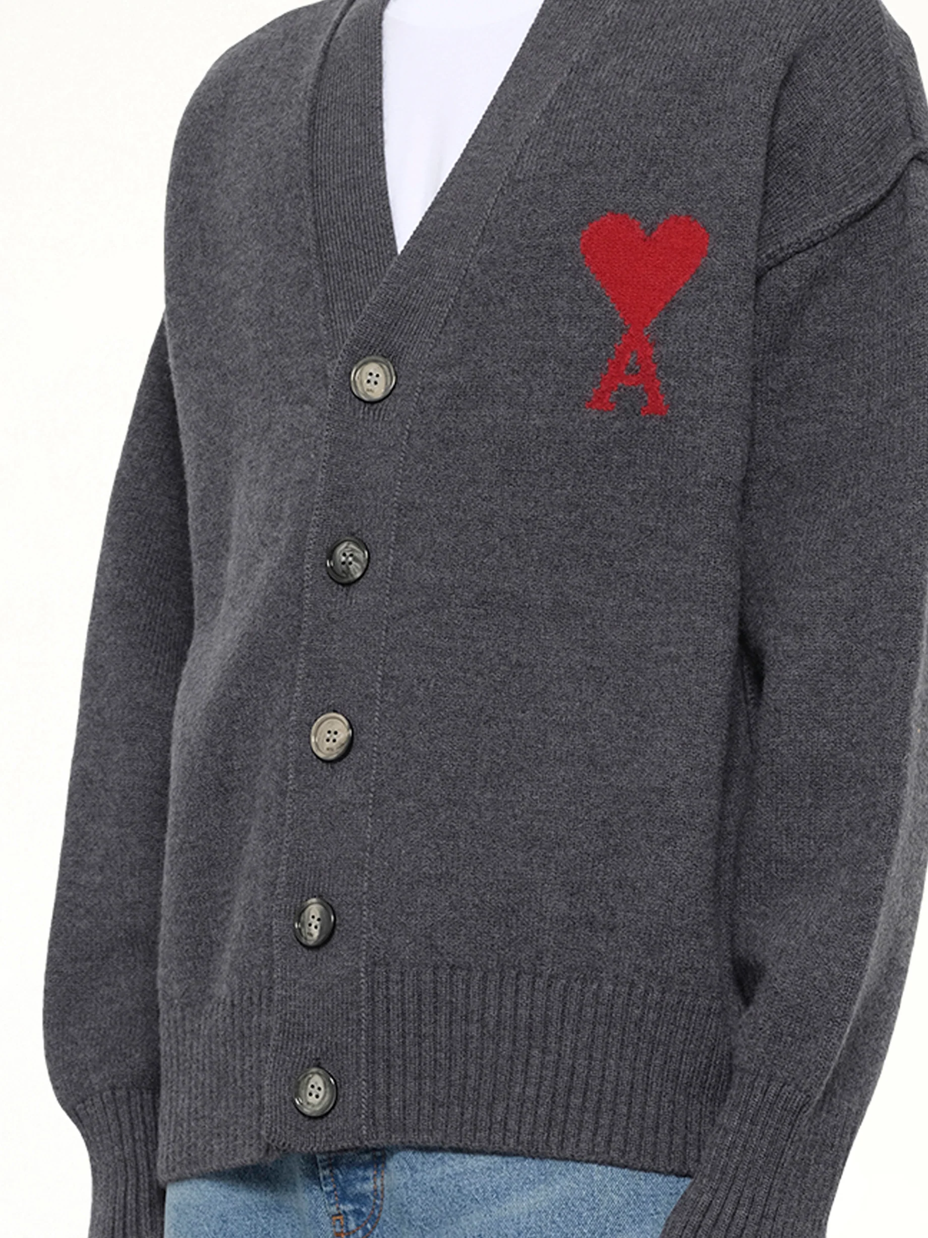 Red Ami De Coeur Cardigan in Grey - Image 6