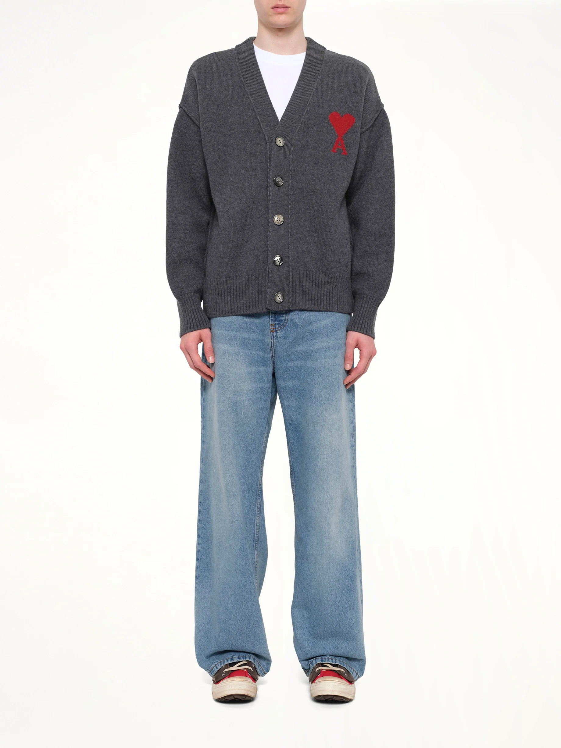 Red Ami De Coeur Cardigan in Grey - Image 7