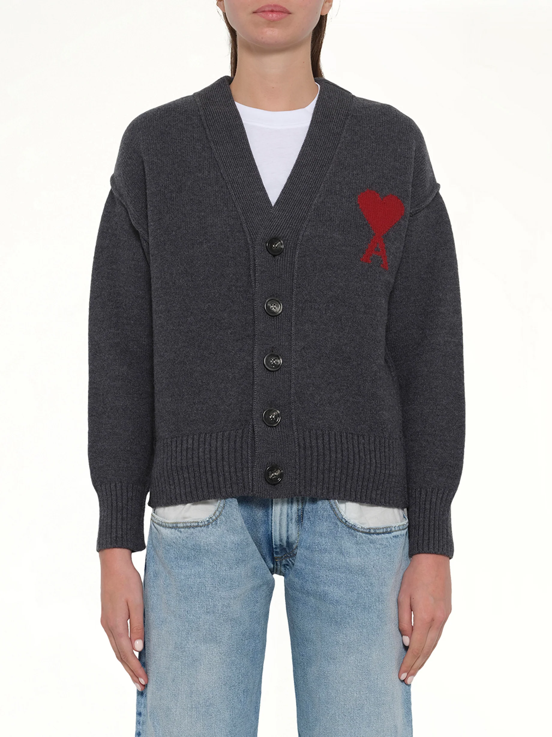 Red Ami De Coeur Cardigan in Grey - Image 8