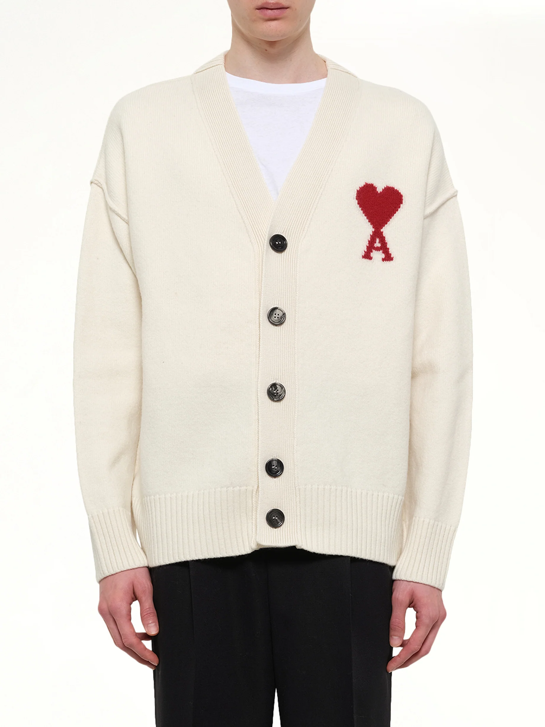 Red Ami De Coeur Cardigan in White