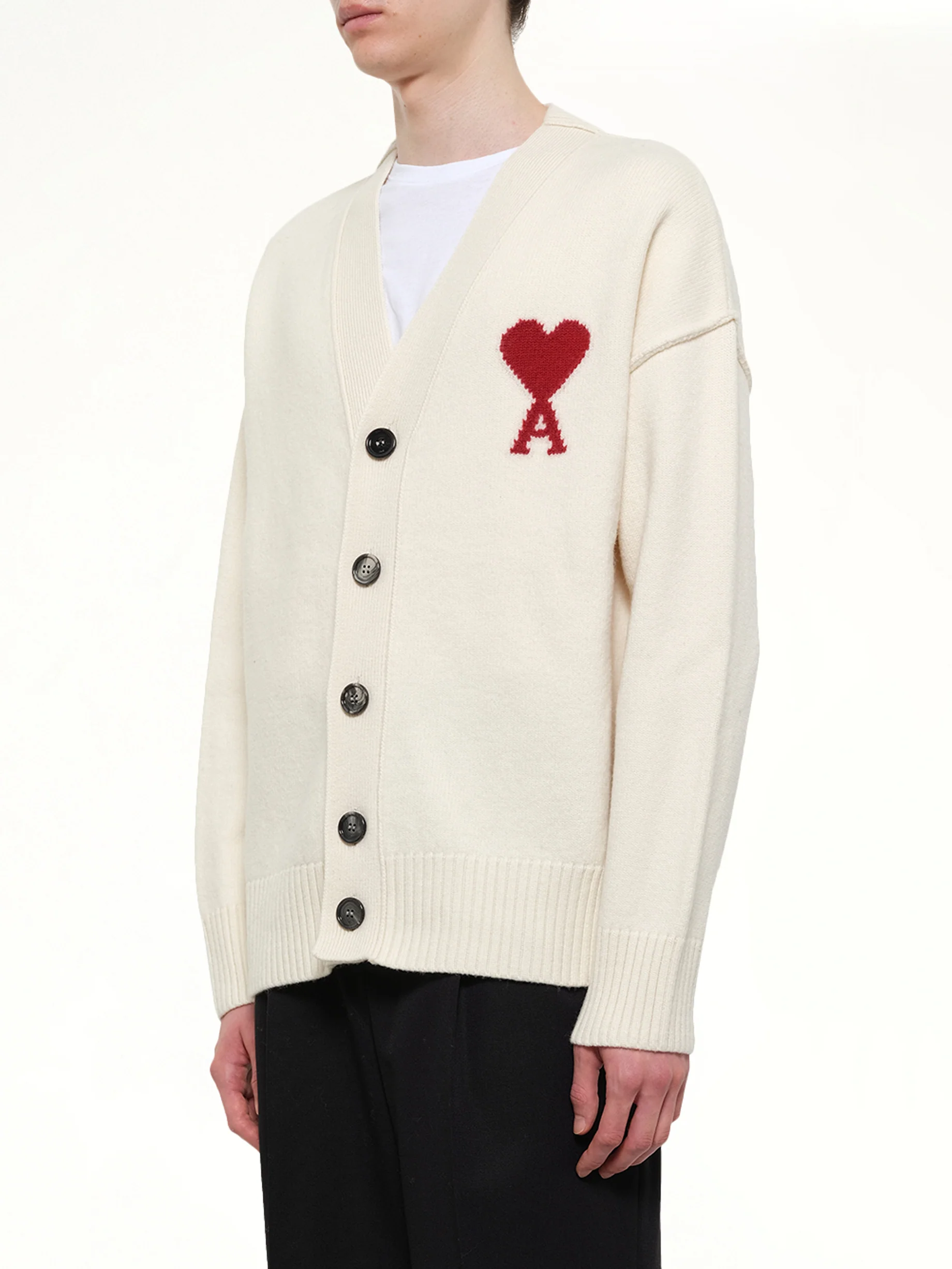 Red Ami De Coeur Cardigan in White - Image 3