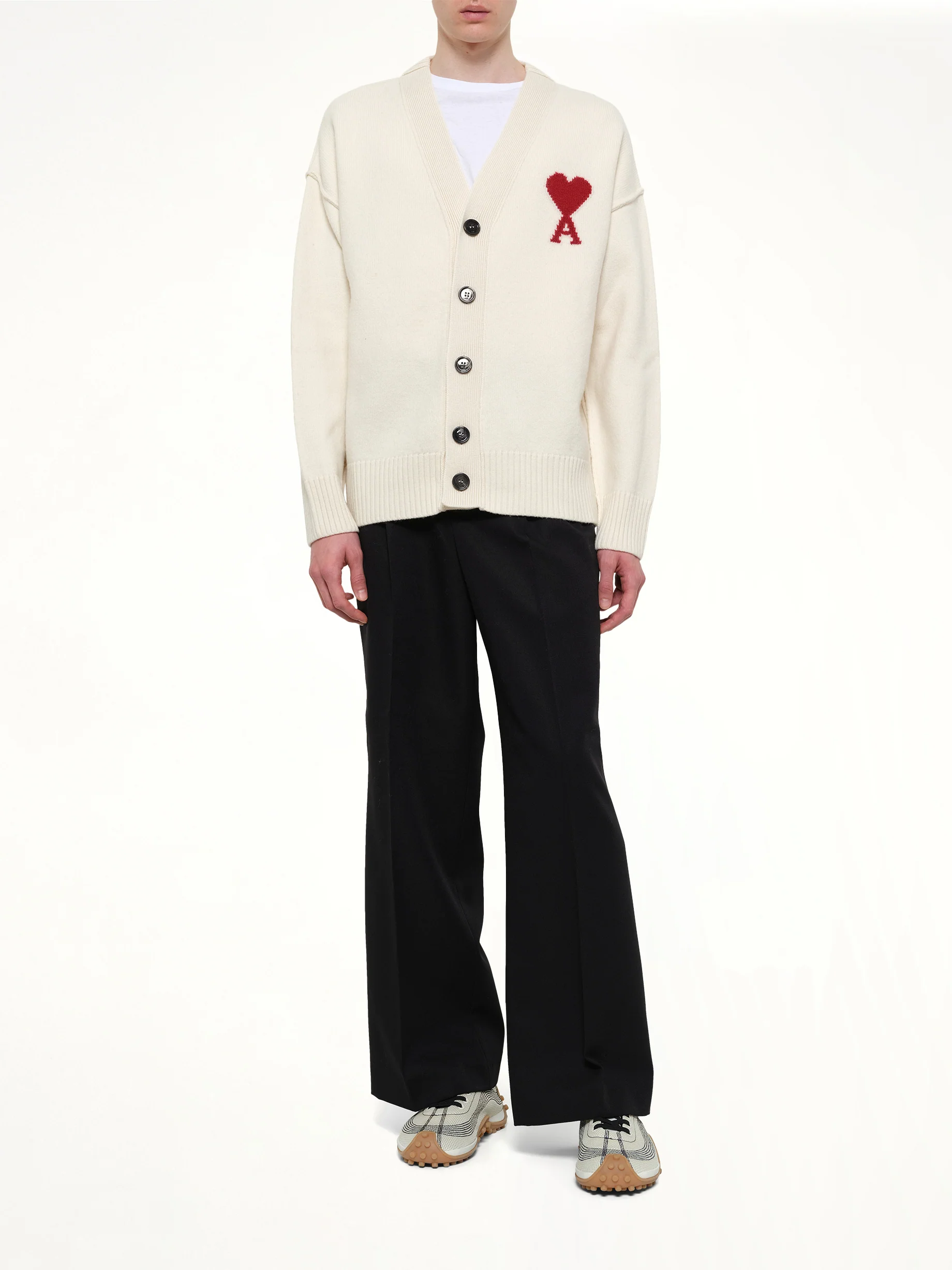 Red Ami De Coeur Cardigan in White - Image 4