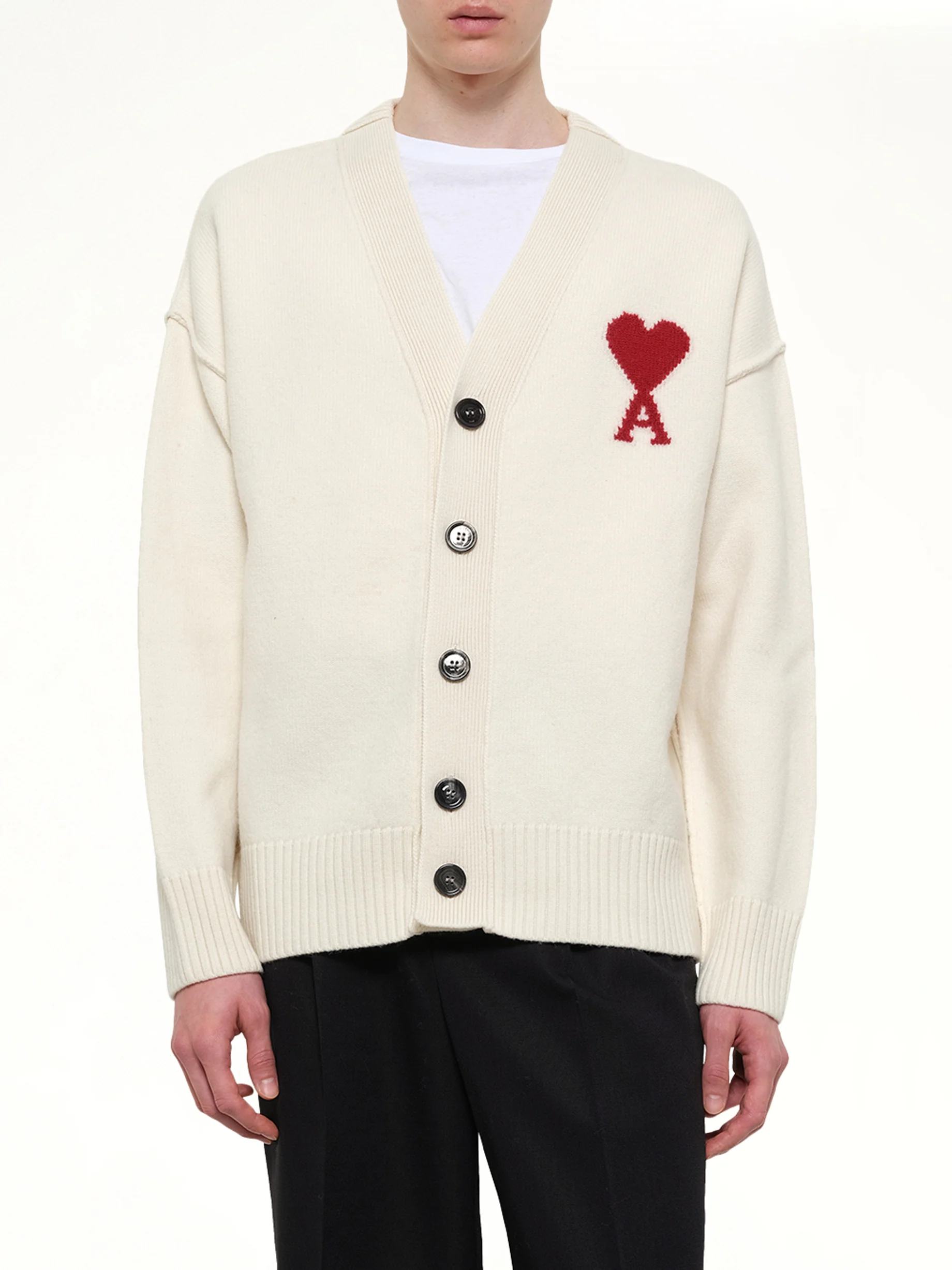 Red Ami De Coeur Cardigan in White - Image 6