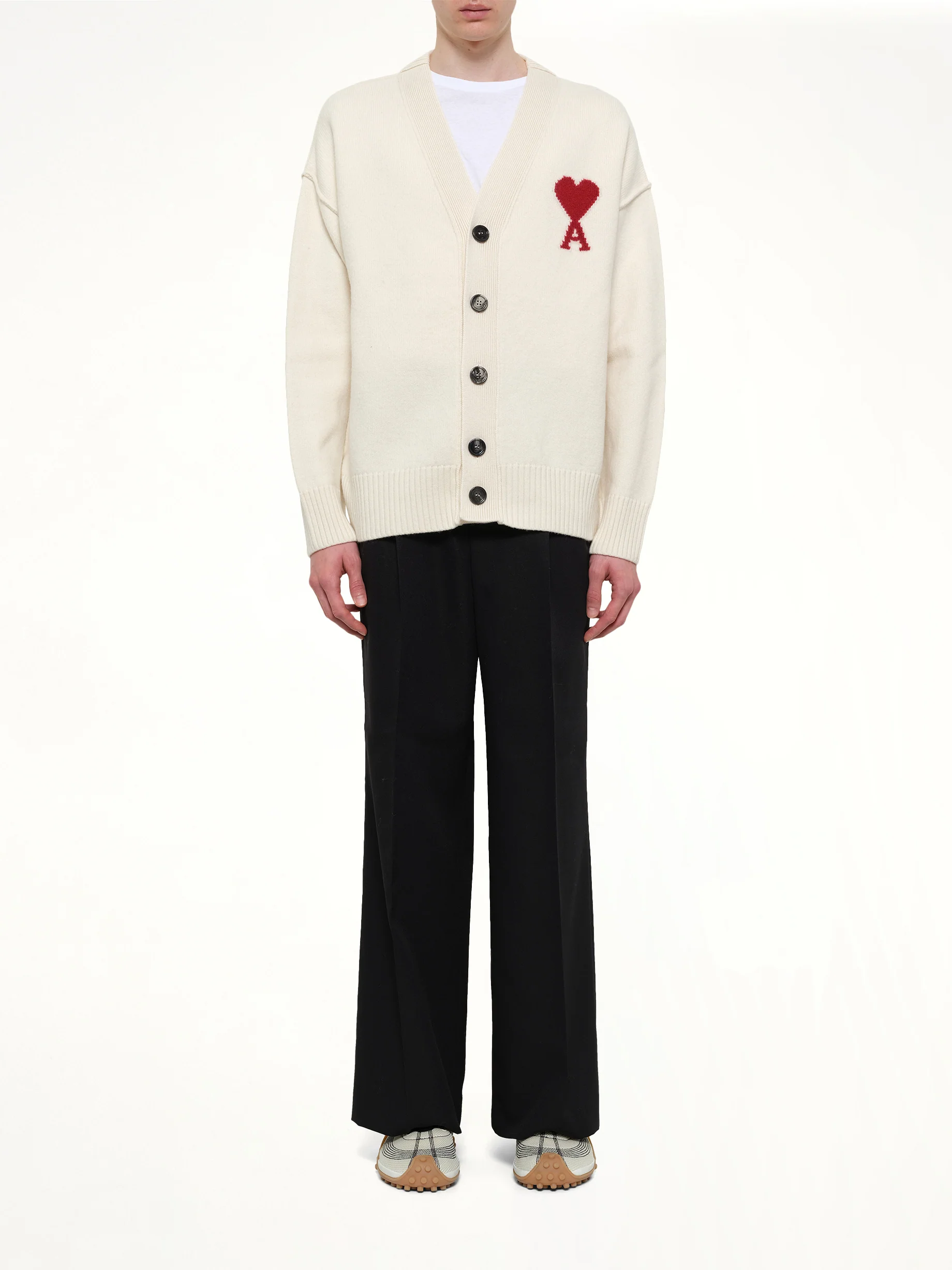 Red Ami De Coeur Cardigan in White - Image 7