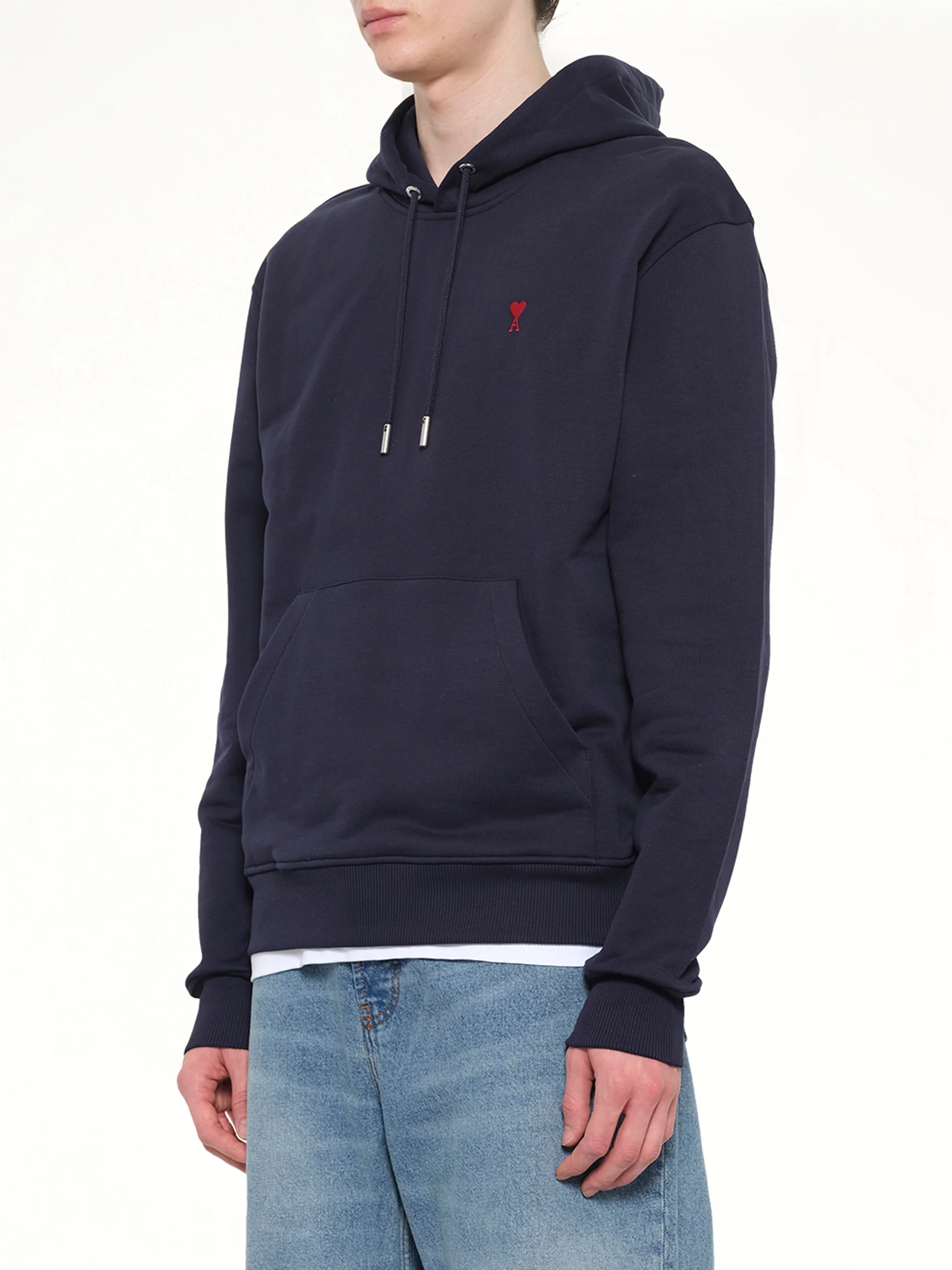 Red Ami De Coeur Hoodie in Navy - Image 3