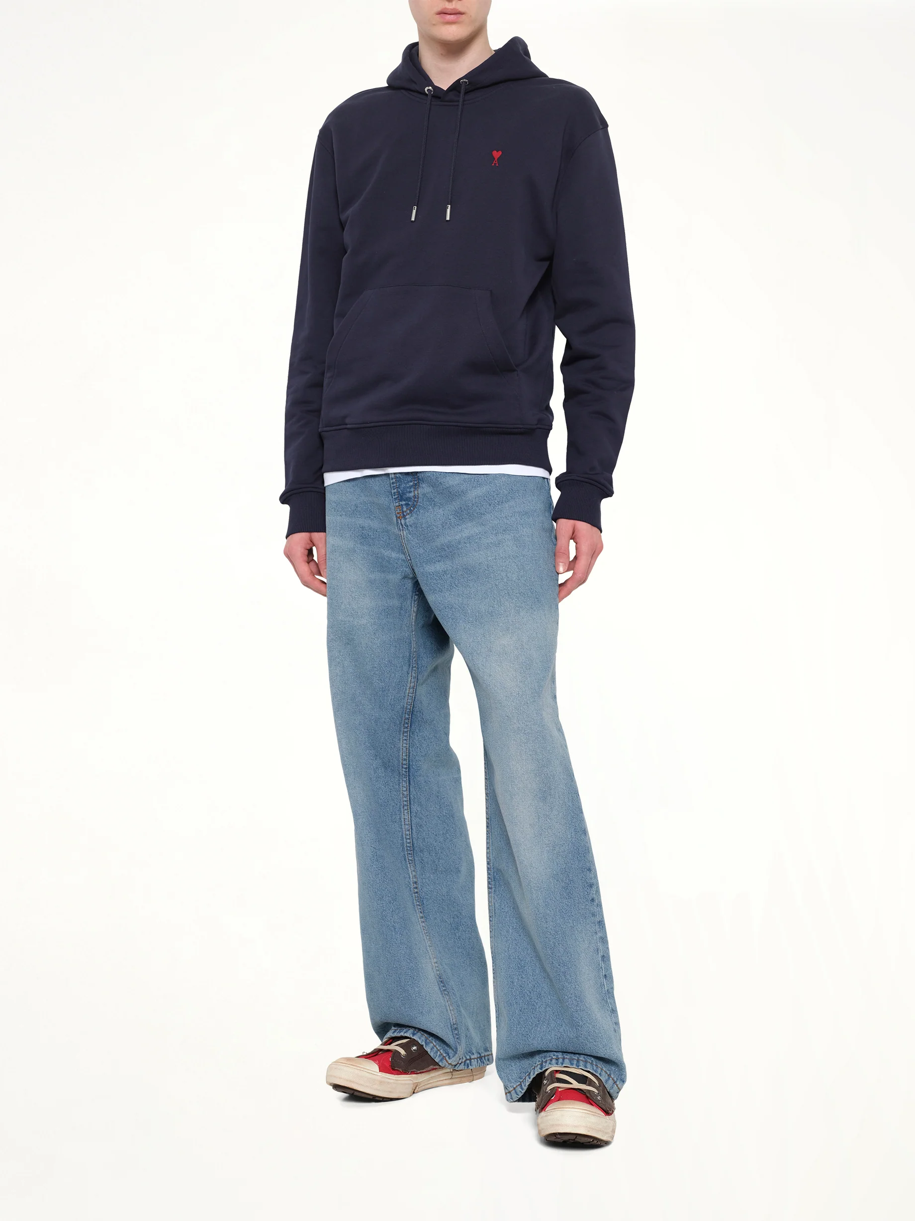 Red Ami De Coeur Hoodie in Navy - Image 4