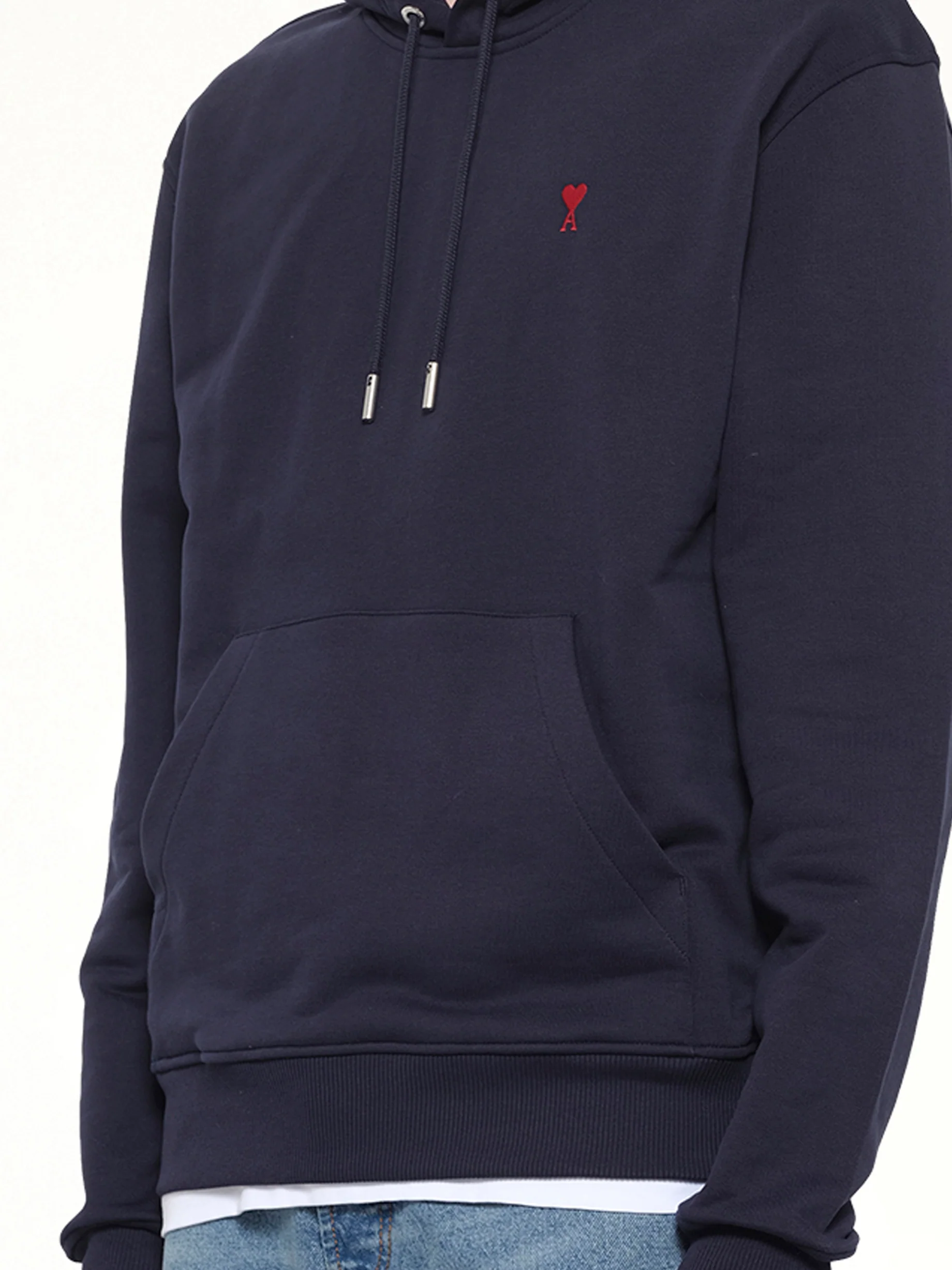 Red Ami De Coeur Hoodie in Navy - Image 6
