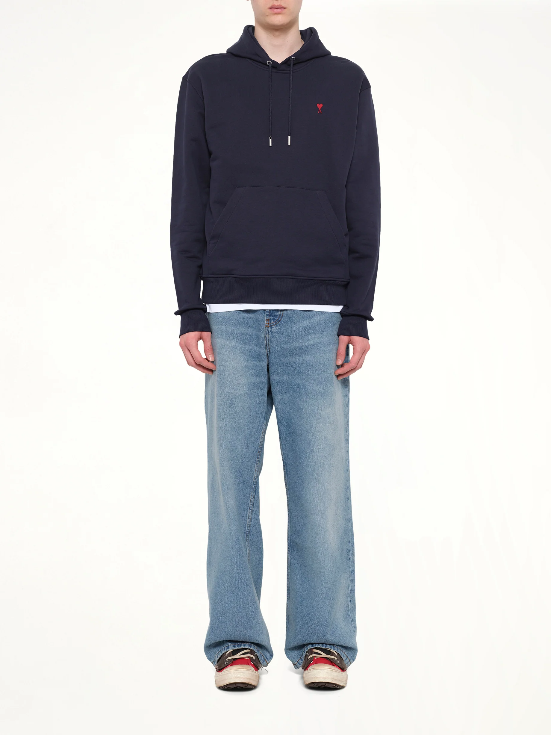 Red Ami De Coeur Hoodie in Navy - Image 7