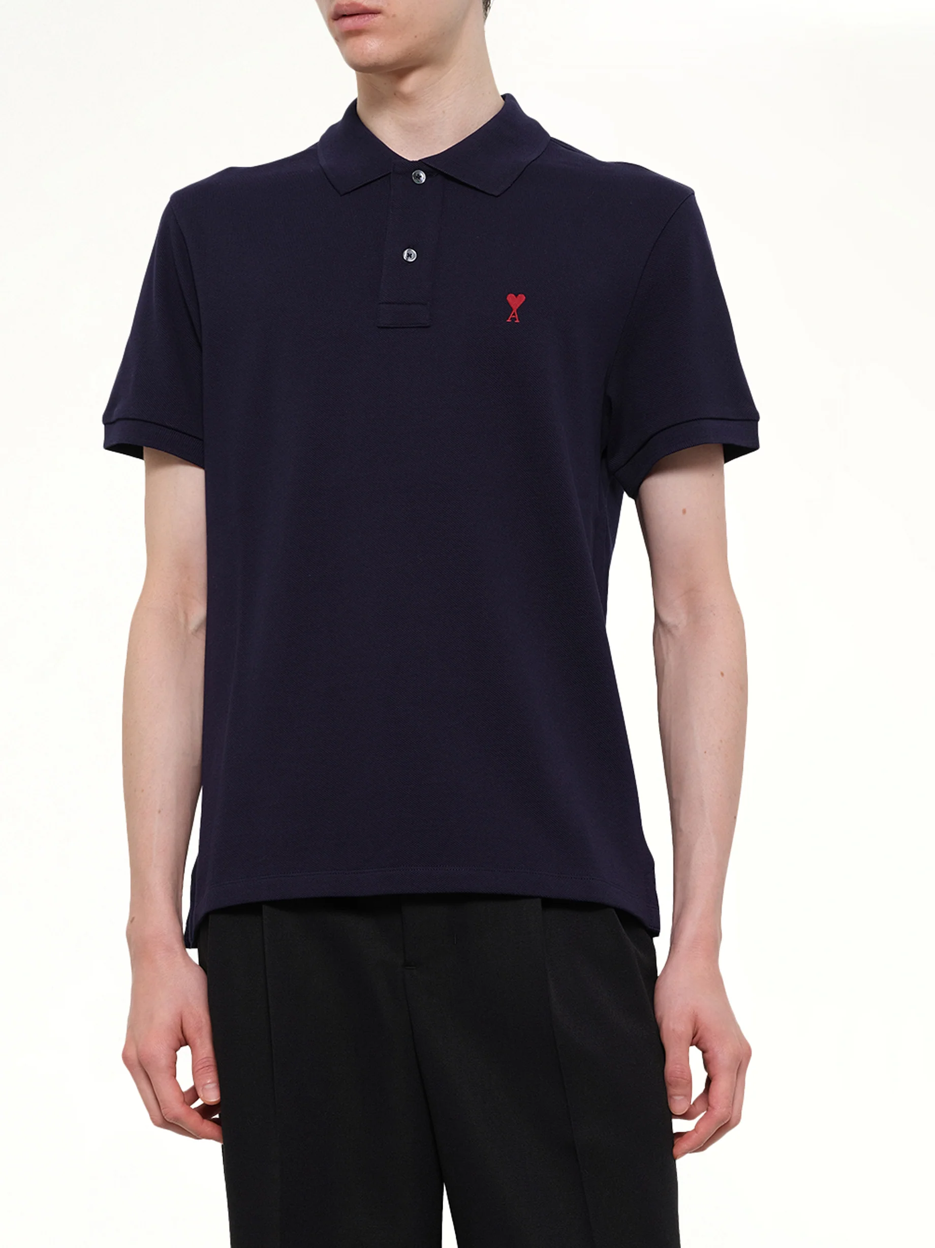 Red Ami De Coeur Polo in Navy - Image 6