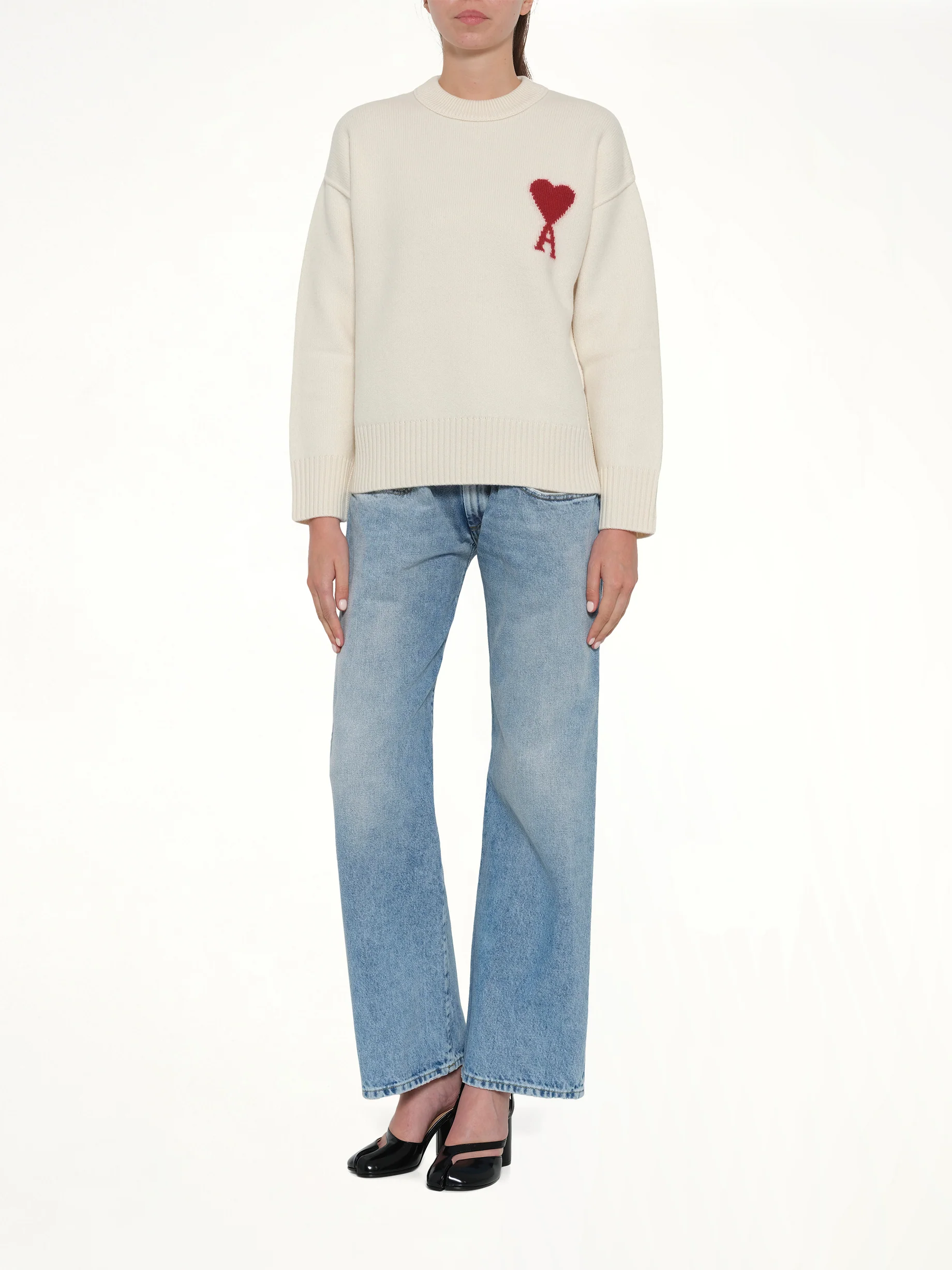 Red Ami De Coeur Sweater in Off White - Image 10
