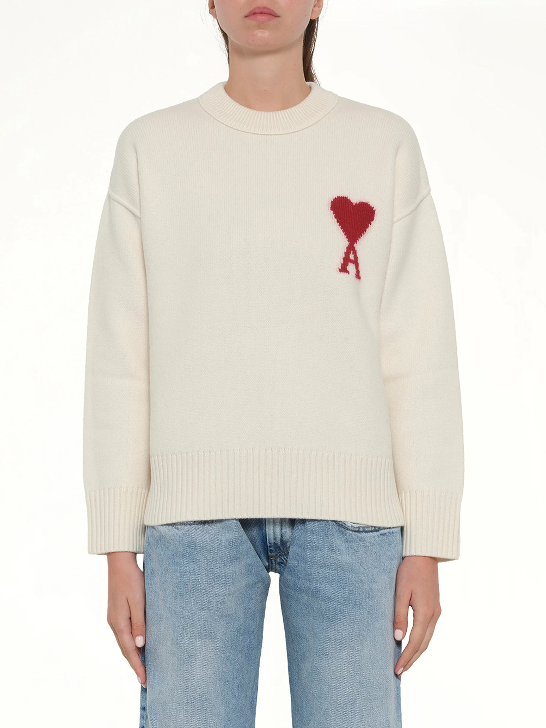 Red Ami De Coeur Sweater in Off White - Image 8