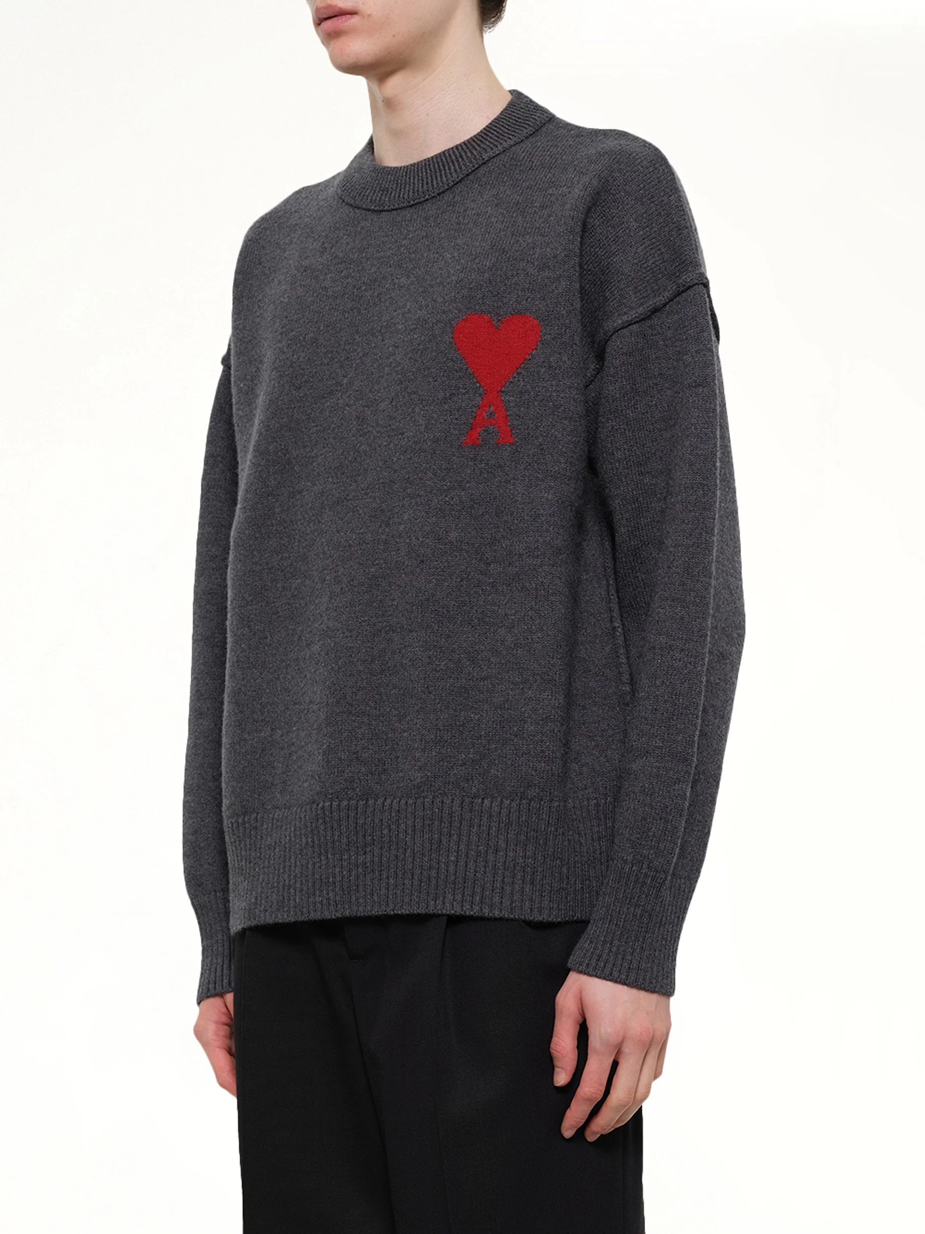Red Ami De Coeur Sweater in Grey - Image 3