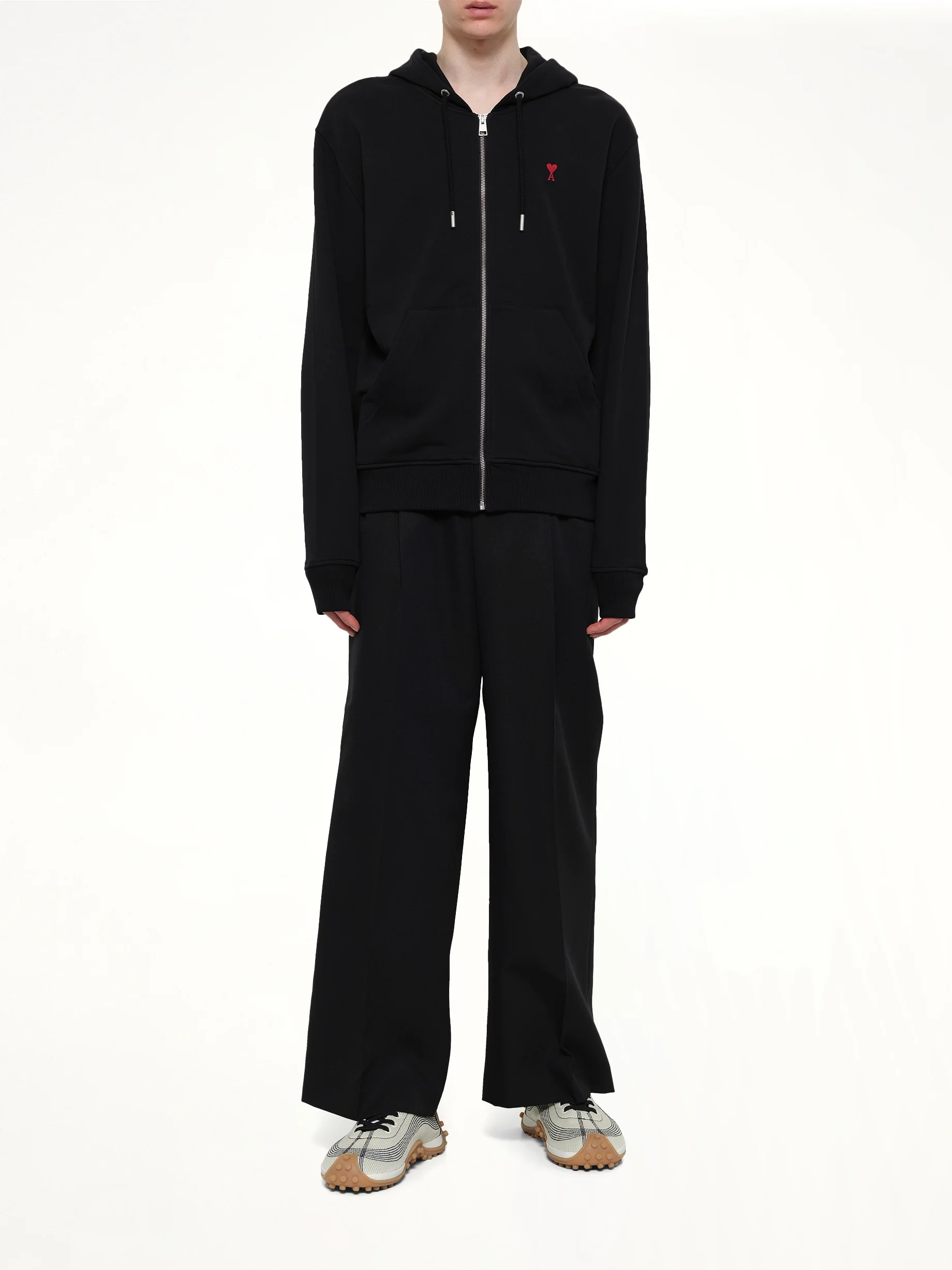 Red Ami De Coeur Zip Hoodie in Black - Image 4