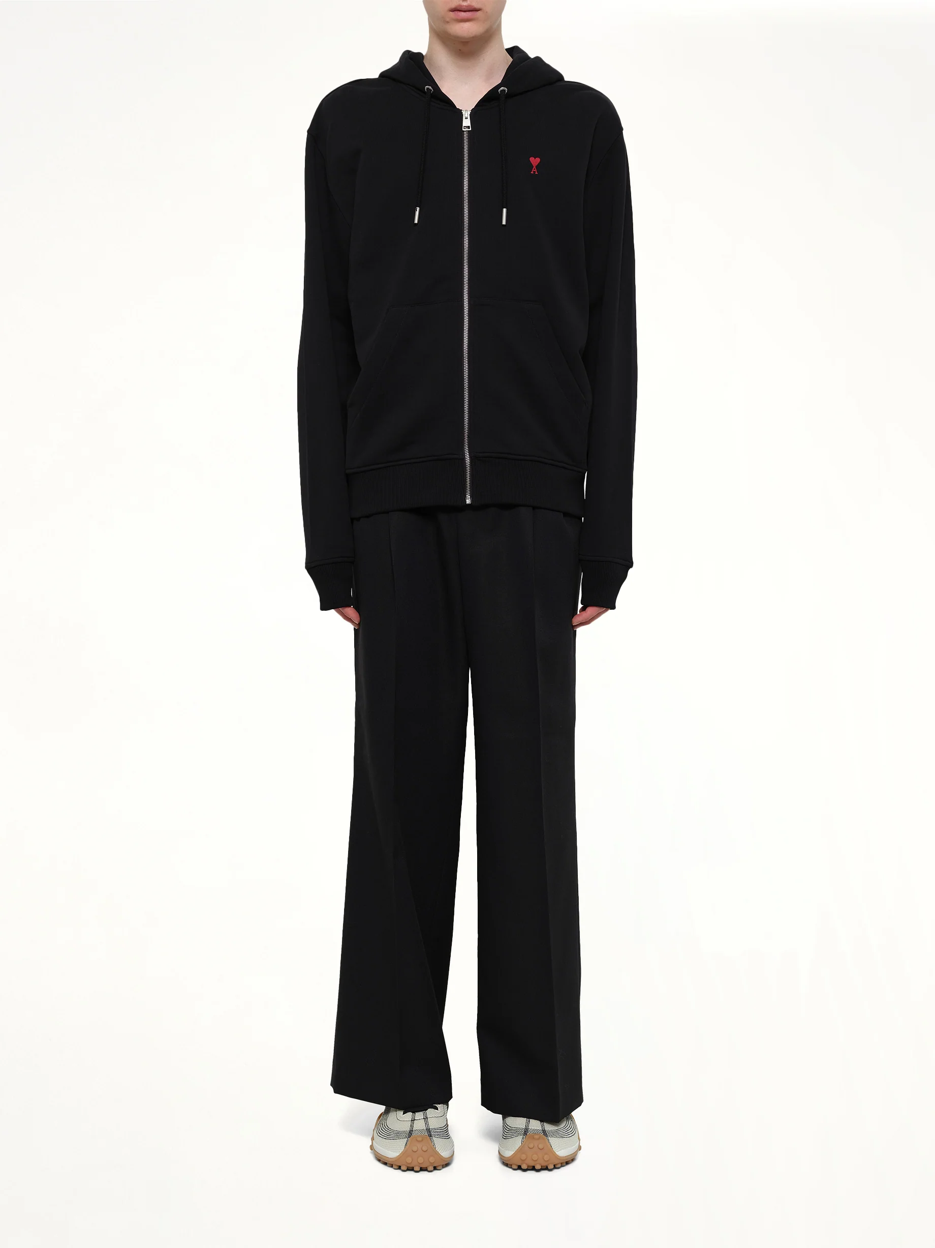 Red Ami De Coeur Zip Hoodie in Black - Image 7