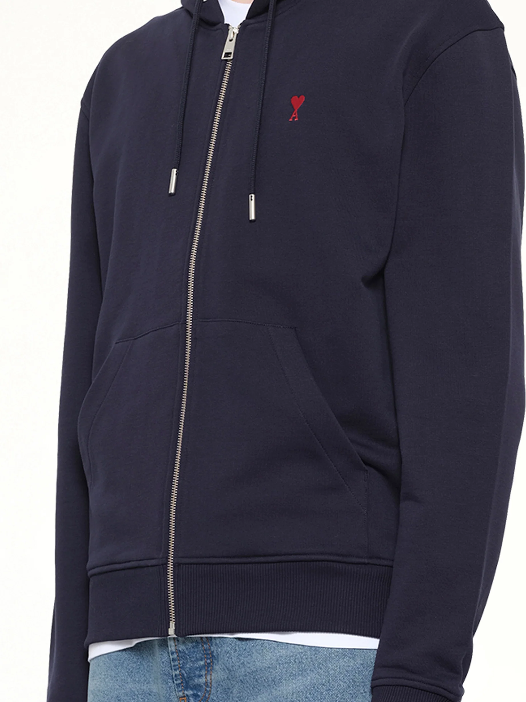 Red Ami De Coeur Zip Hoodie in Navy - Image 6