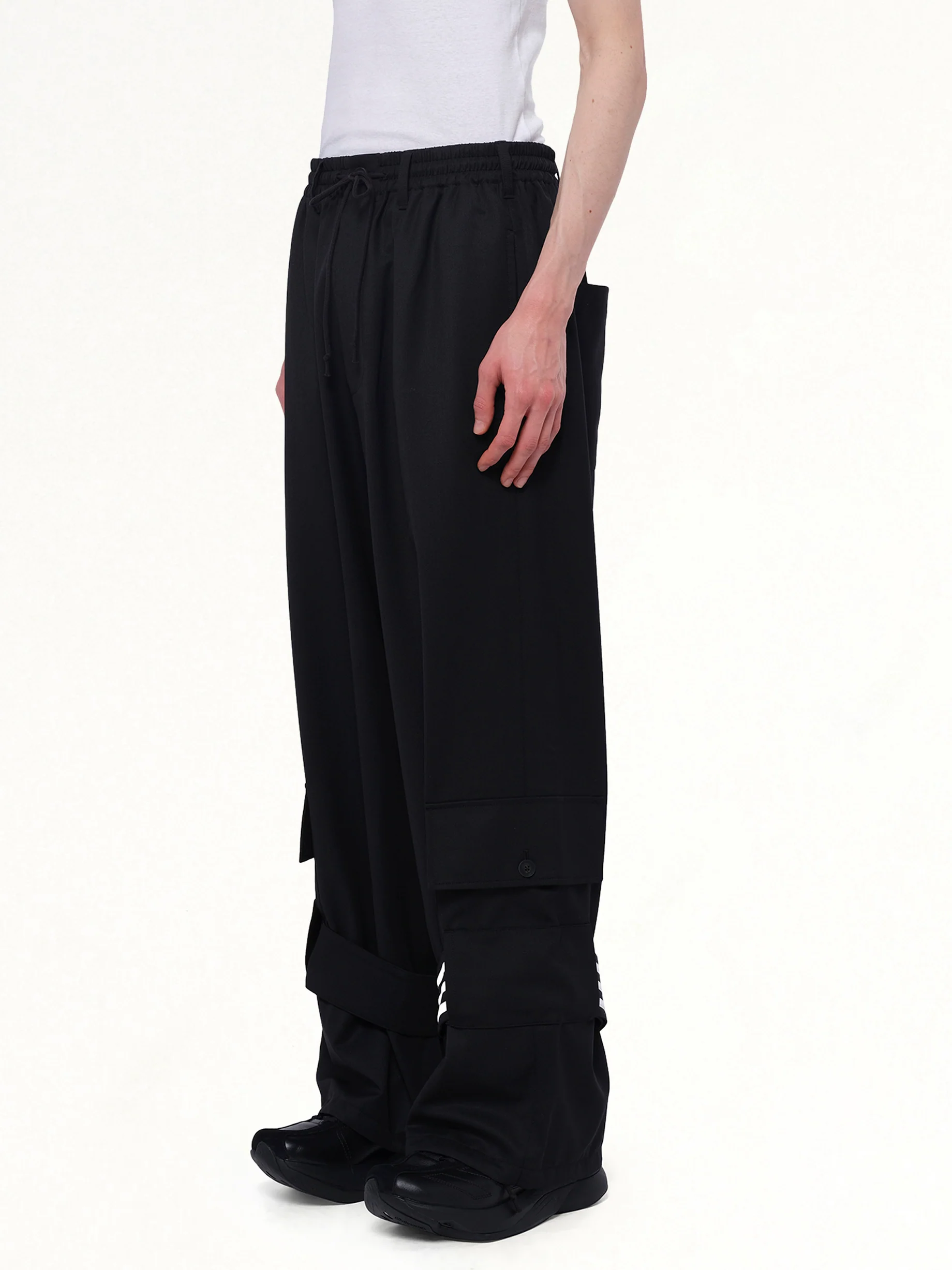 Refined Wool Cargo Pants in Black - Image 3