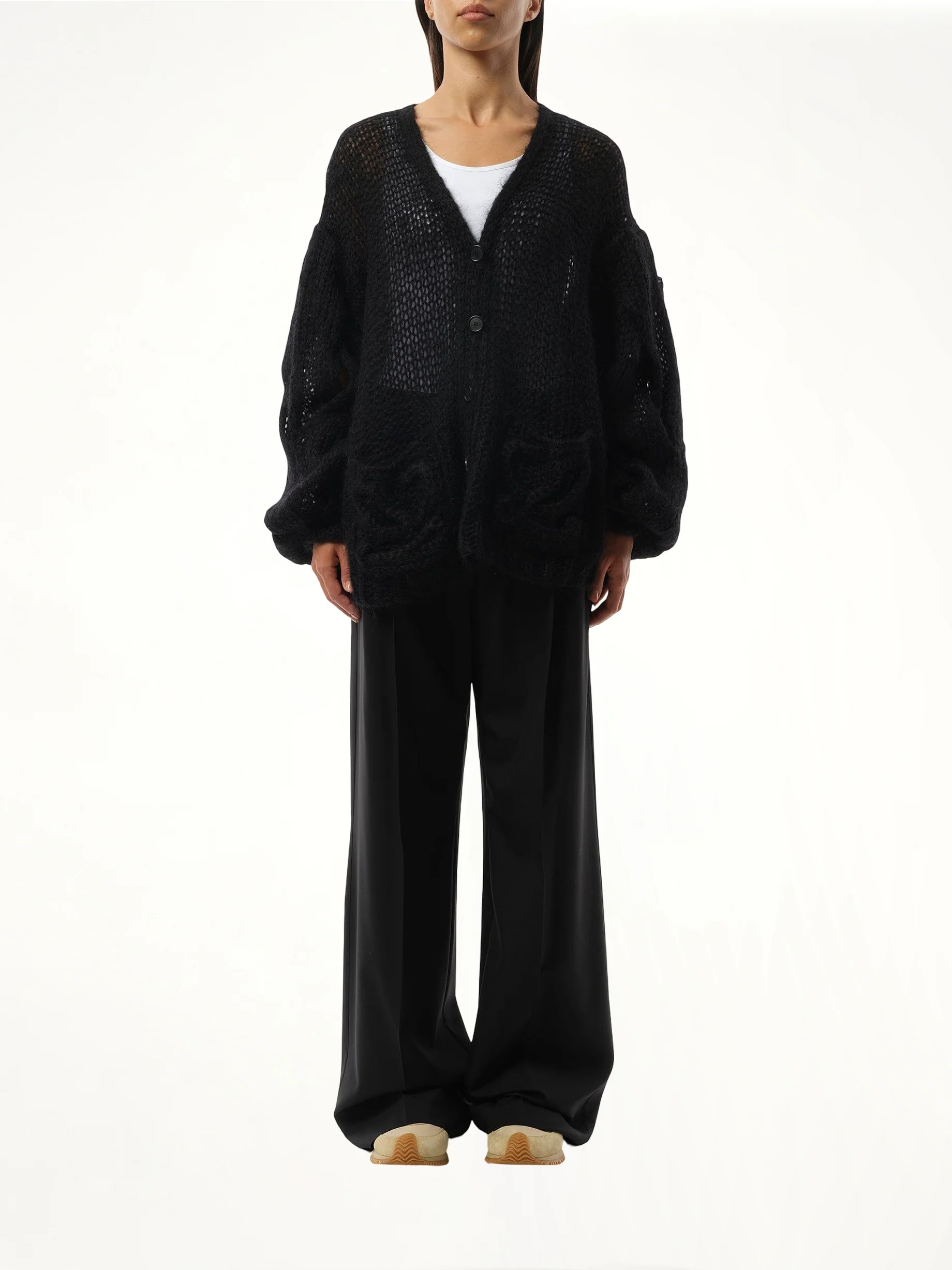 Relaxed Fit Anagram Cardigan in Black - Image 4