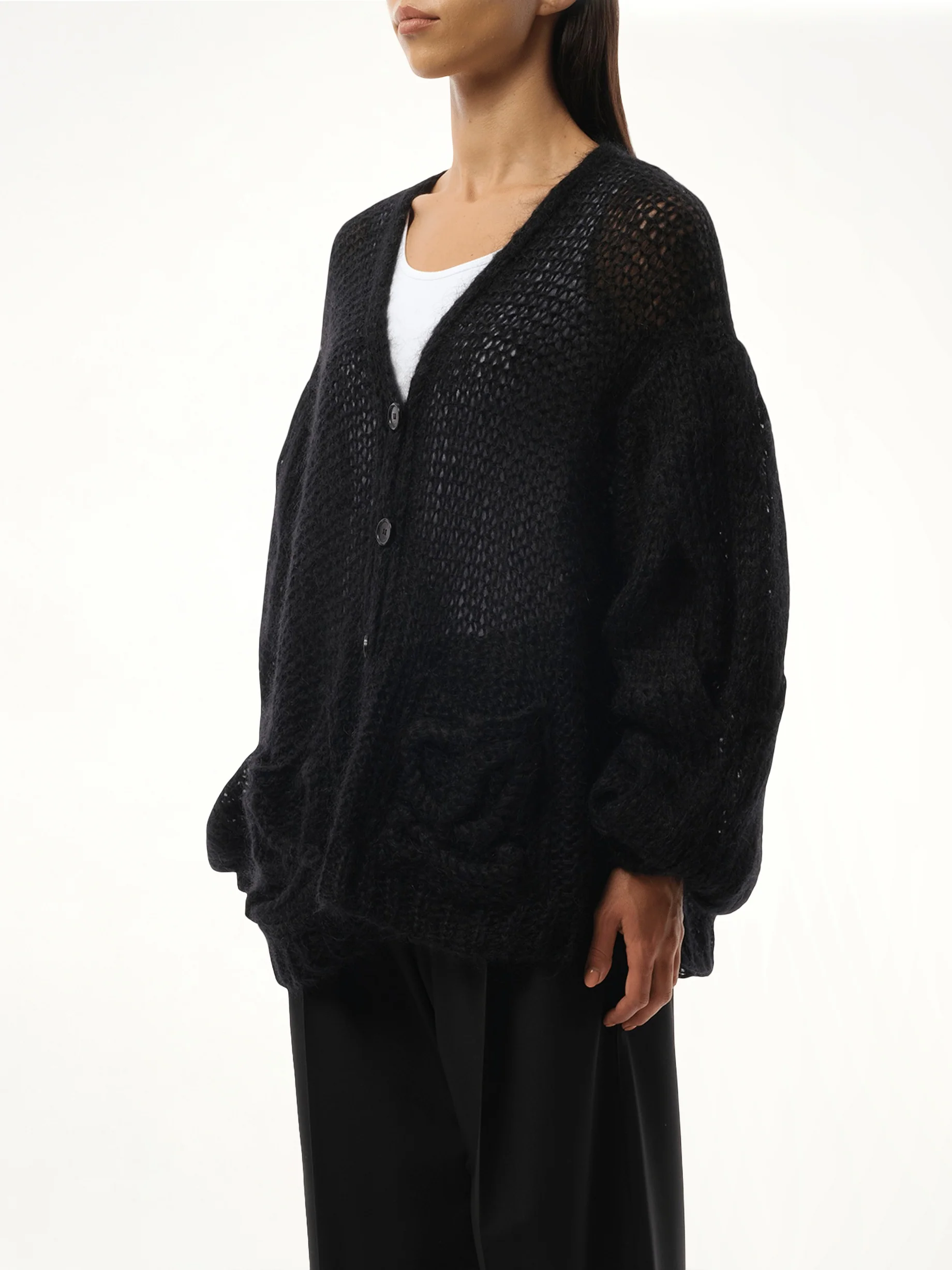 Relaxed Fit Anagram Cardigan in Black - Image 5
