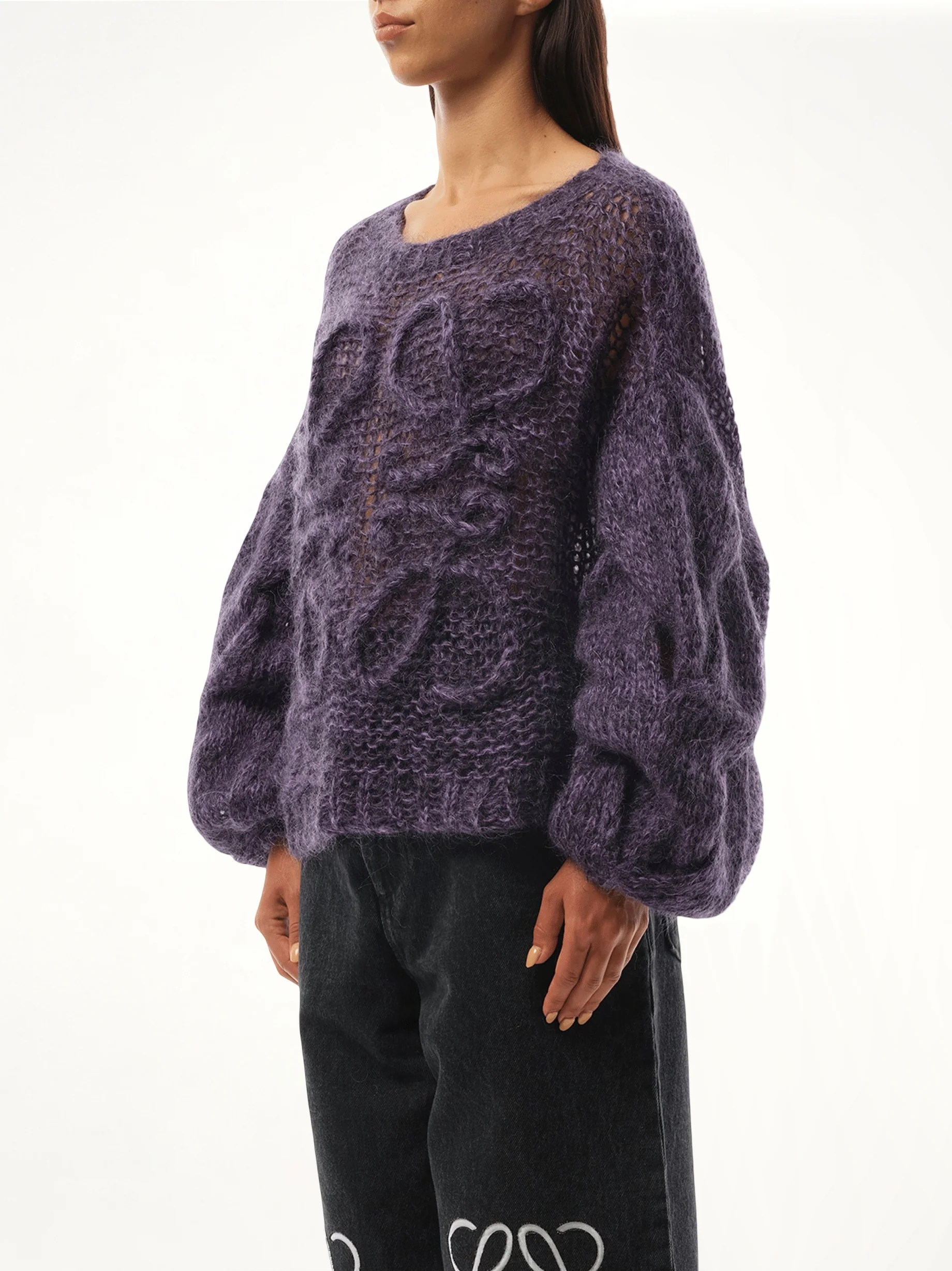 Relaxed Fit Anagram Sweater in Black/Purple - Image 5