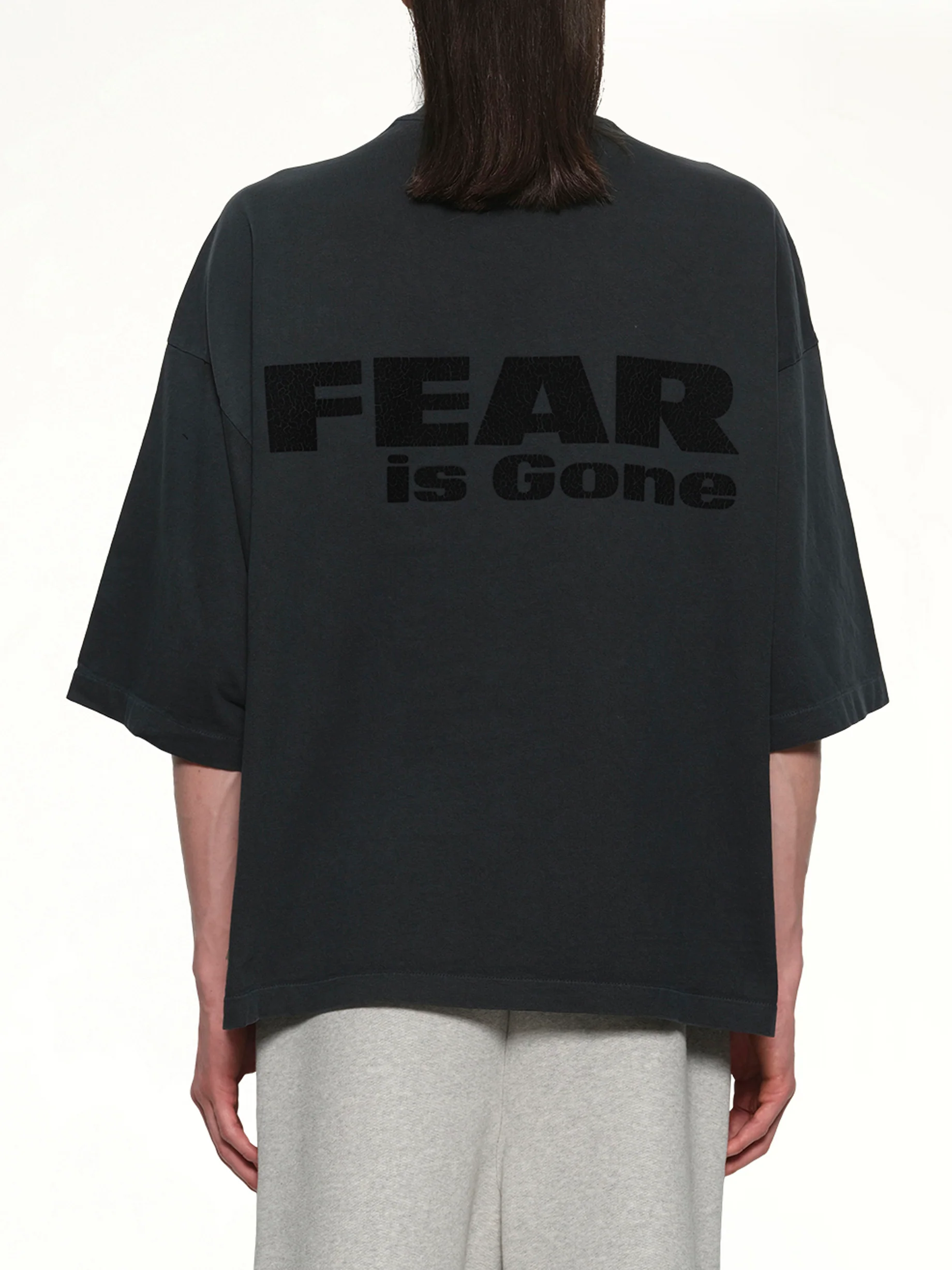 Relaxed Fit Fear Is Gone T-Shirt in Black - Image 5