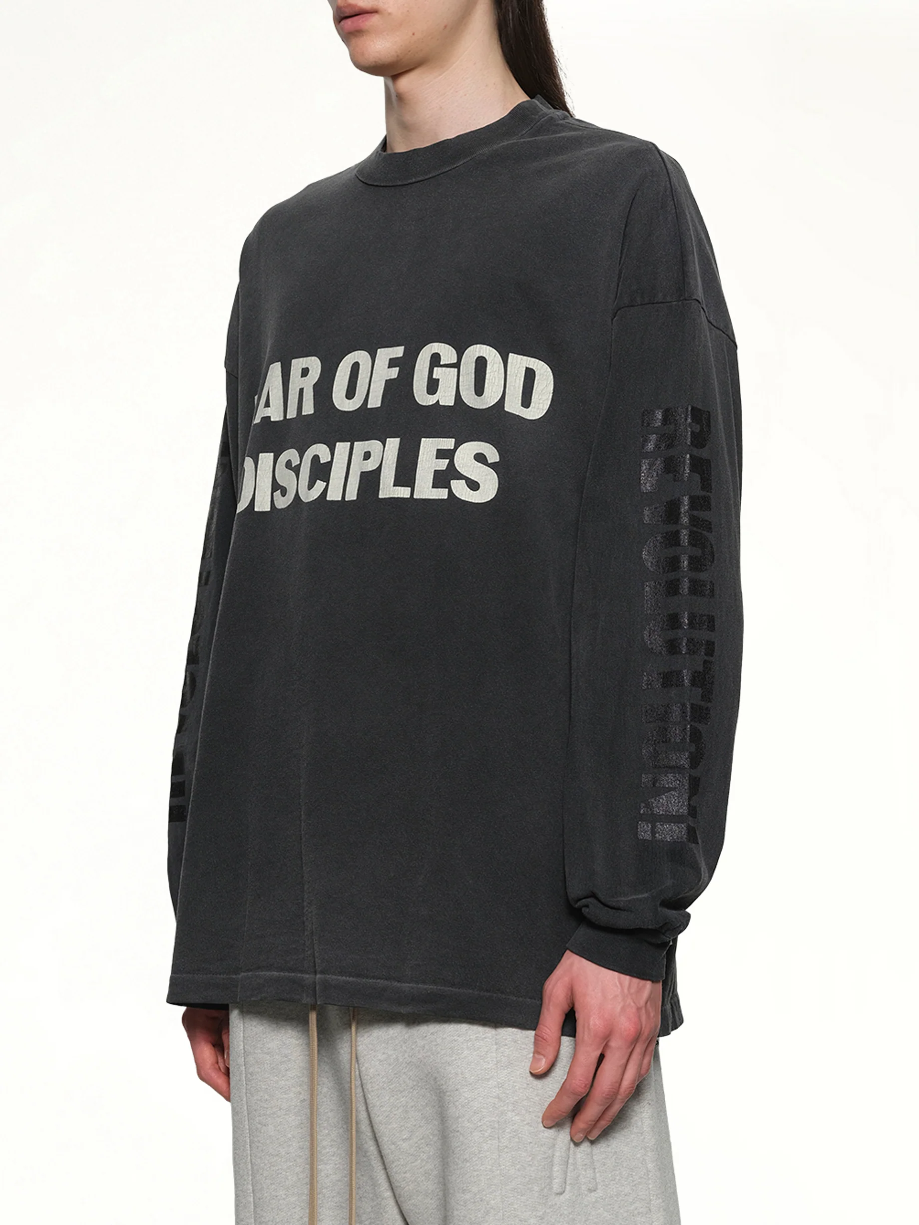 Relaxed Long Sleeve Disciple T-Shirt in Black - Image 3