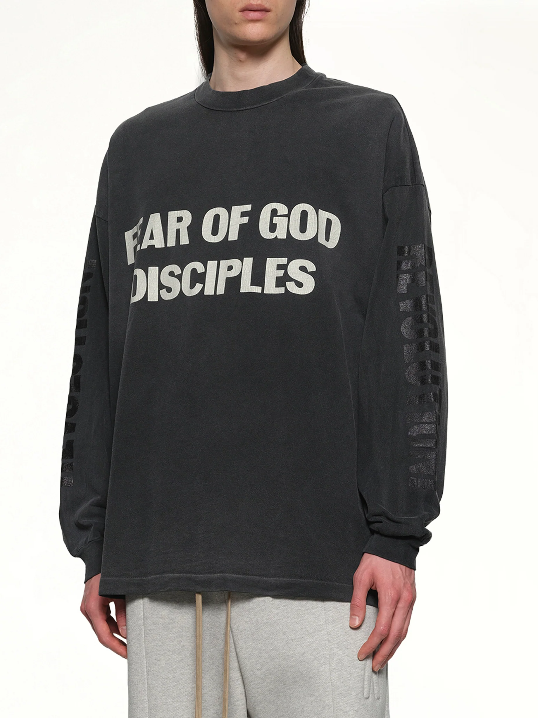 Relaxed Long Sleeve Disciple T-Shirt in Black - Image 6
