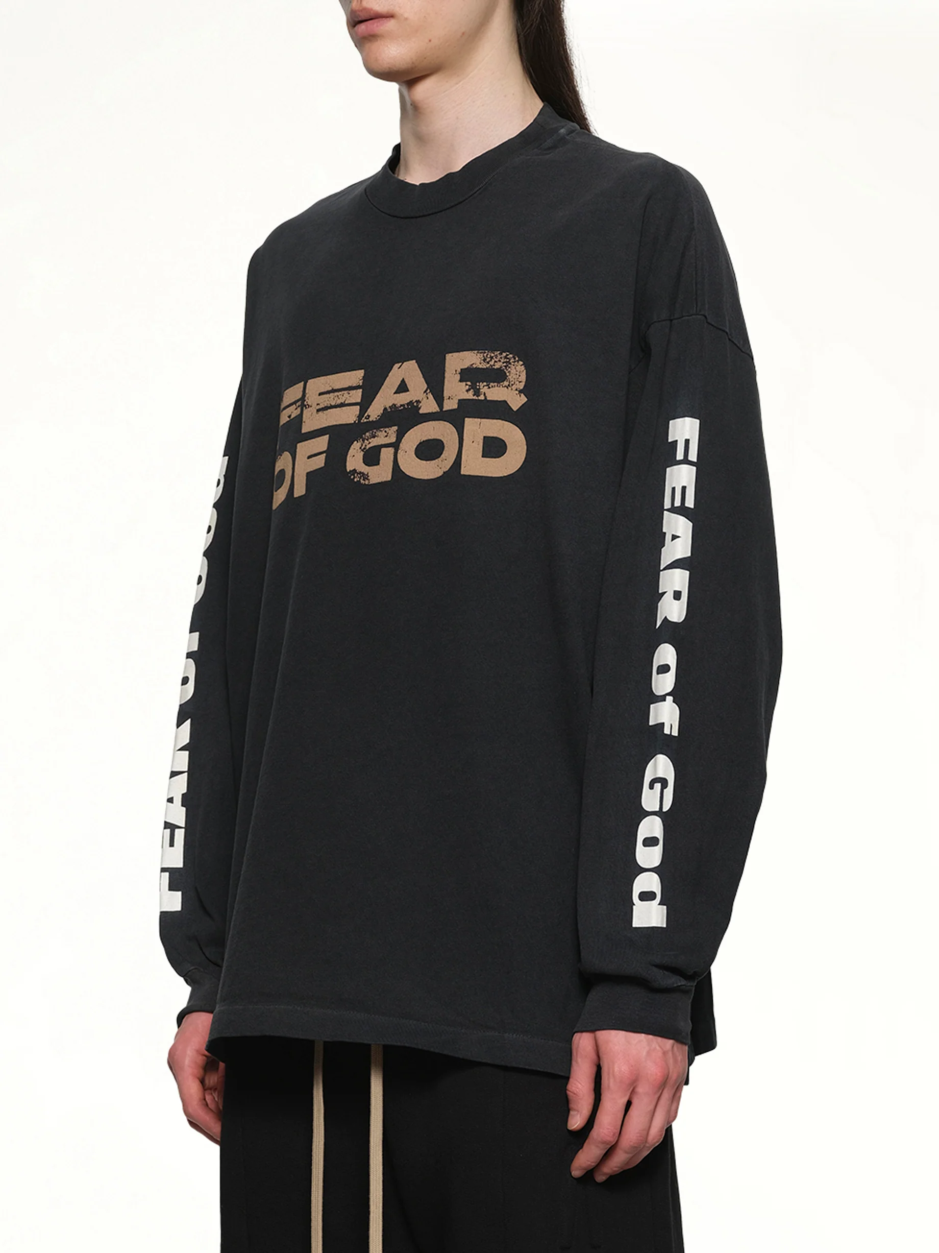 Relaxed Long Sleeve Fear Of God T-Shirt in Black - Image 6