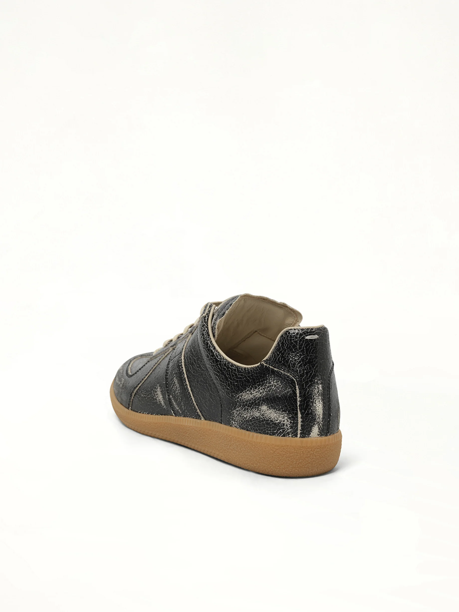 Replica Crackling Leather Sneaker in Black/White - Image 3