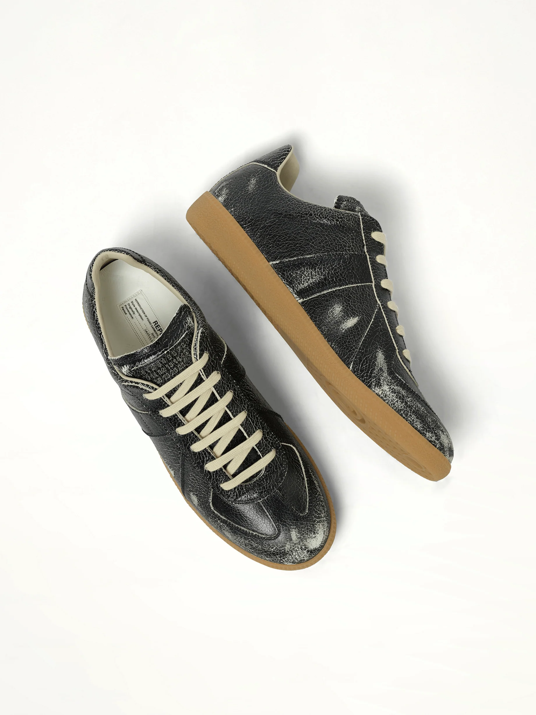 Replica Crackling Leather Sneaker in Black/White - Image 4