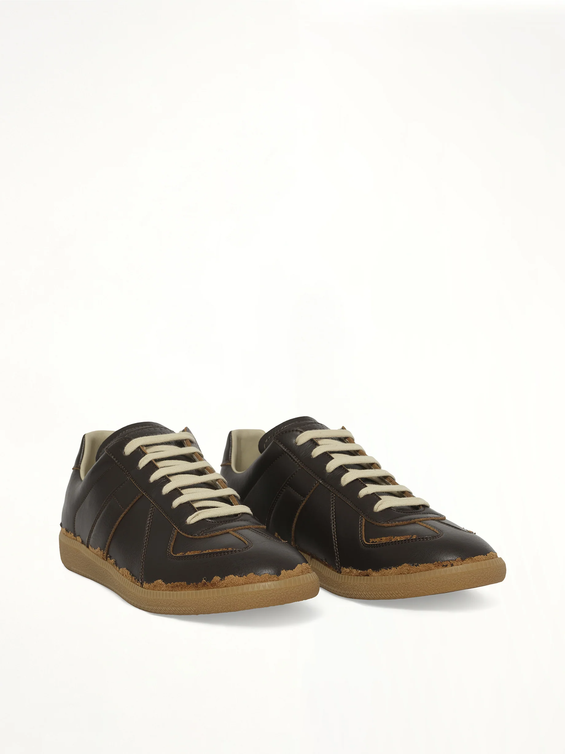 Replica Leather Sneaker in Dark Brown/Camel - Image 2
