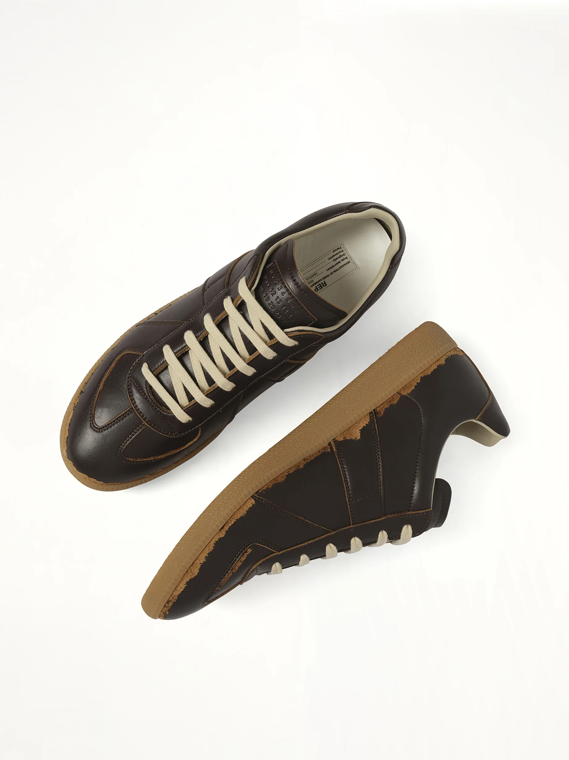 Replica Leather Sneaker in Dark Brown/Camel - Image 4