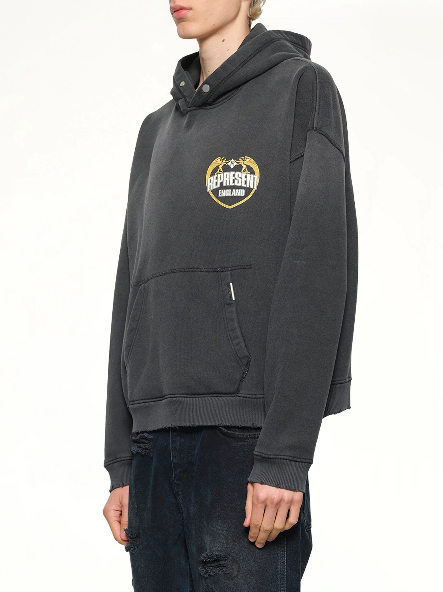 Represent Angel Border Hoodie in Stained Black - Image 3