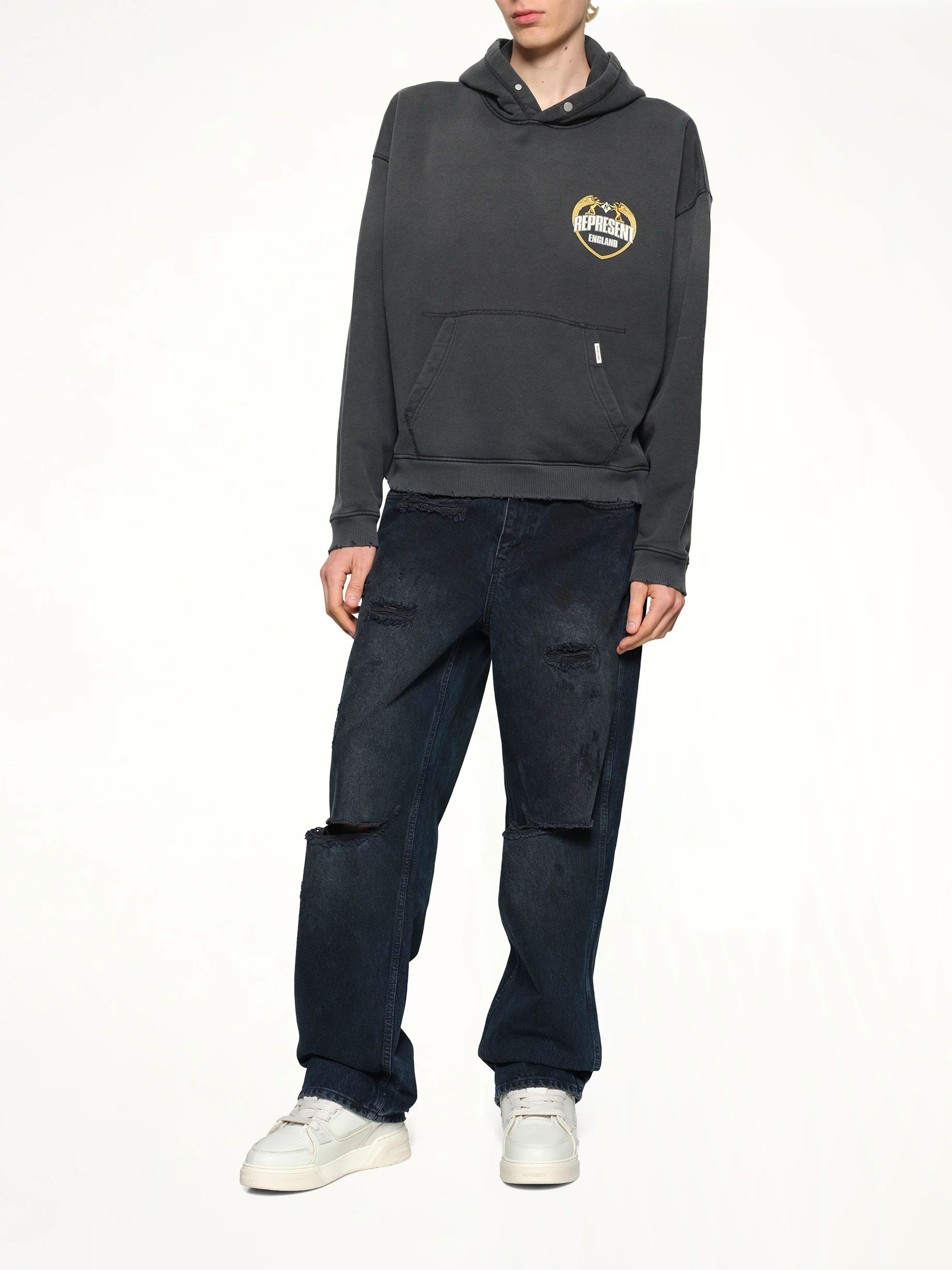 Represent Angel Border Hoodie in Stained Black - Image 4