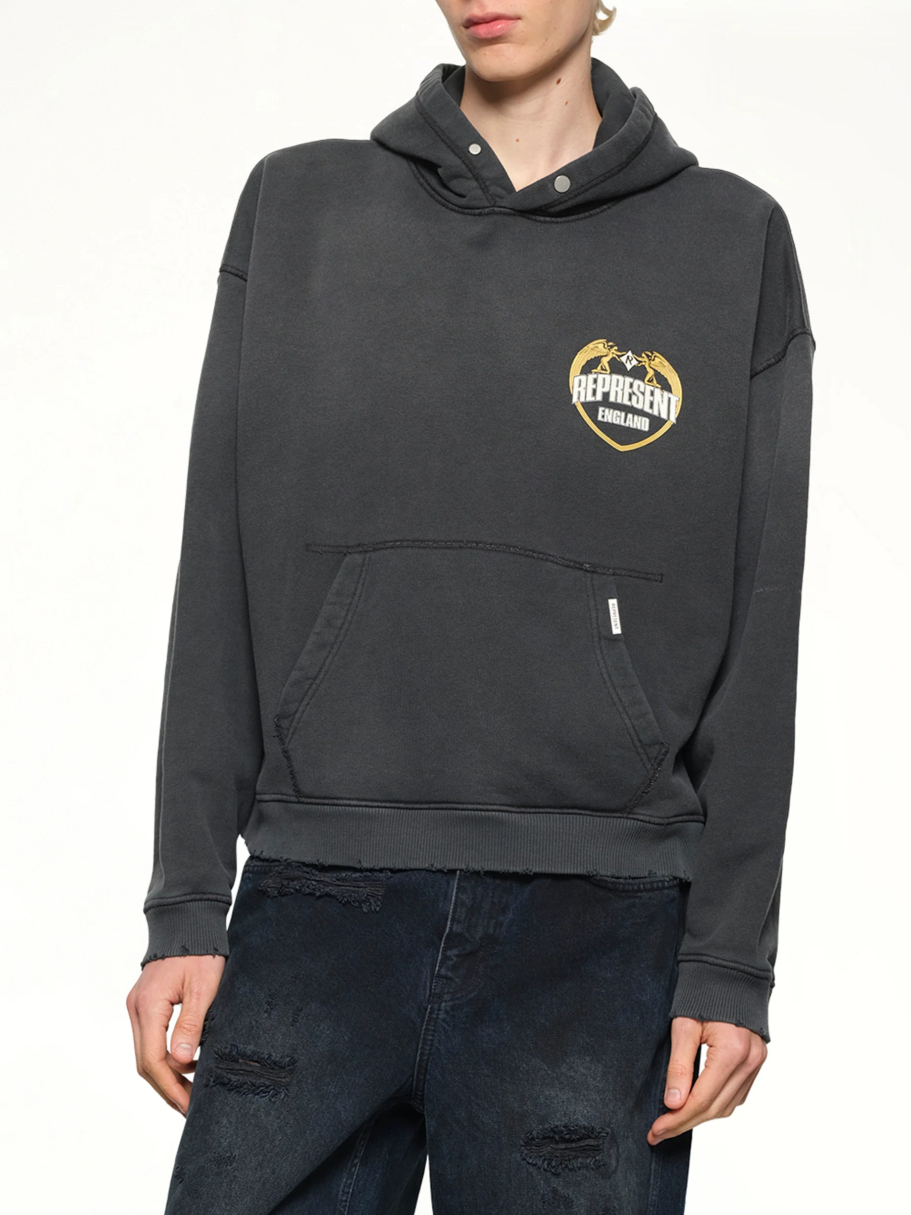 Represent Angel Border Hoodie in Stained Black - Image 6
