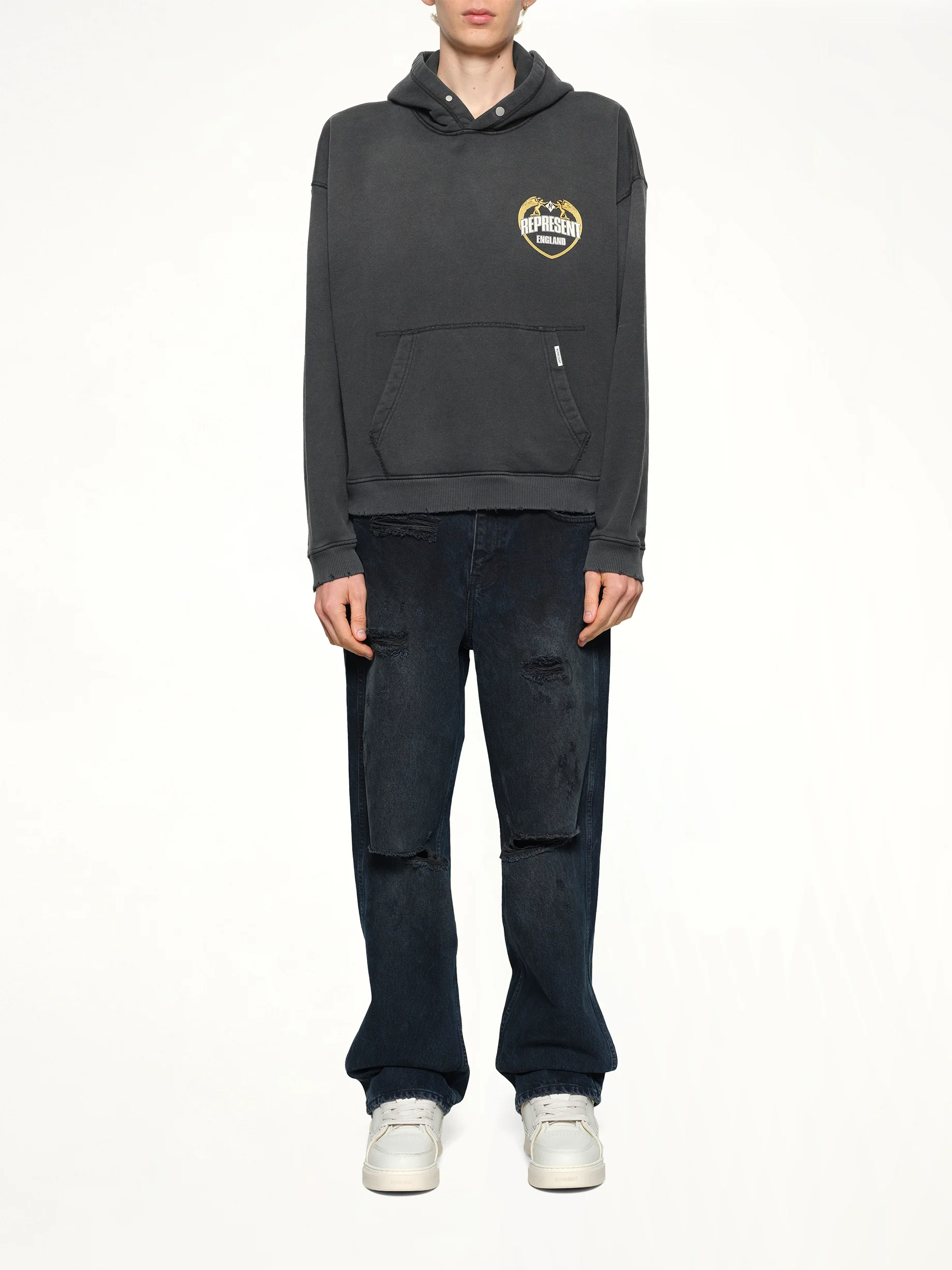 Represent Angel Border Hoodie in Stained Black - Image 7