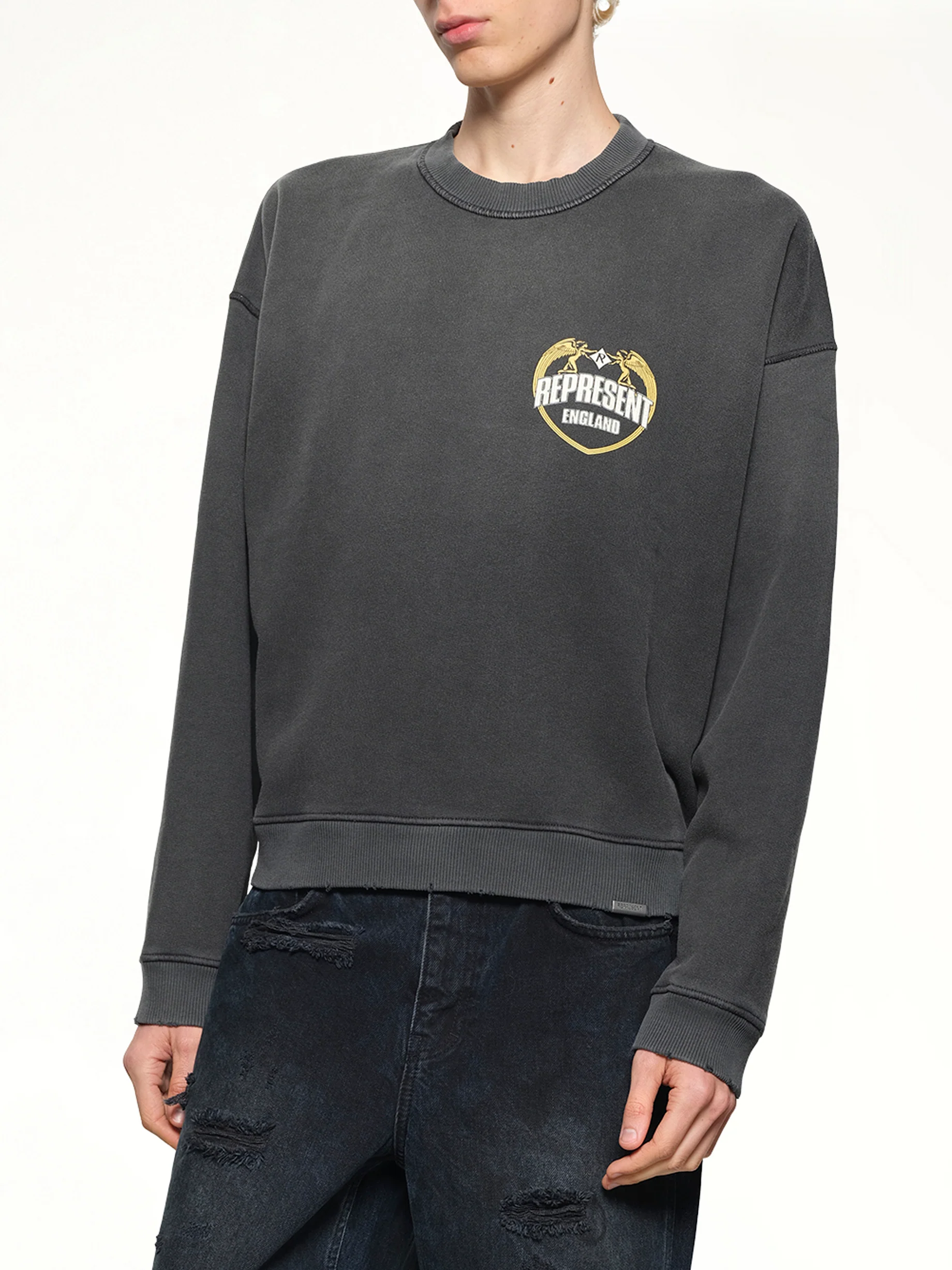 Represent Angel Border Sweatshirt in Stained Black - Image 6