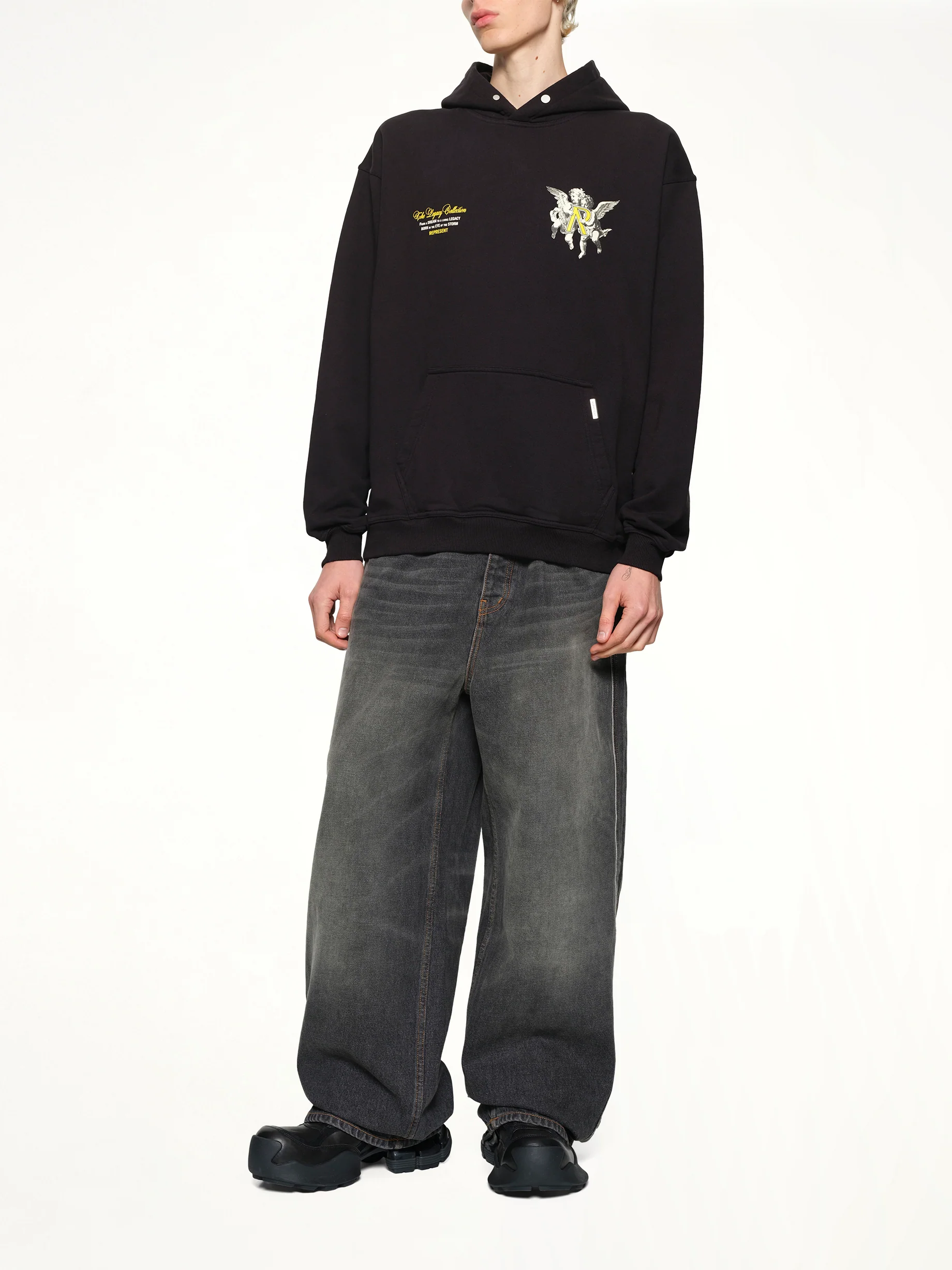 Represent Legacy Cherubs Hoodie in Jet Black - Image 4