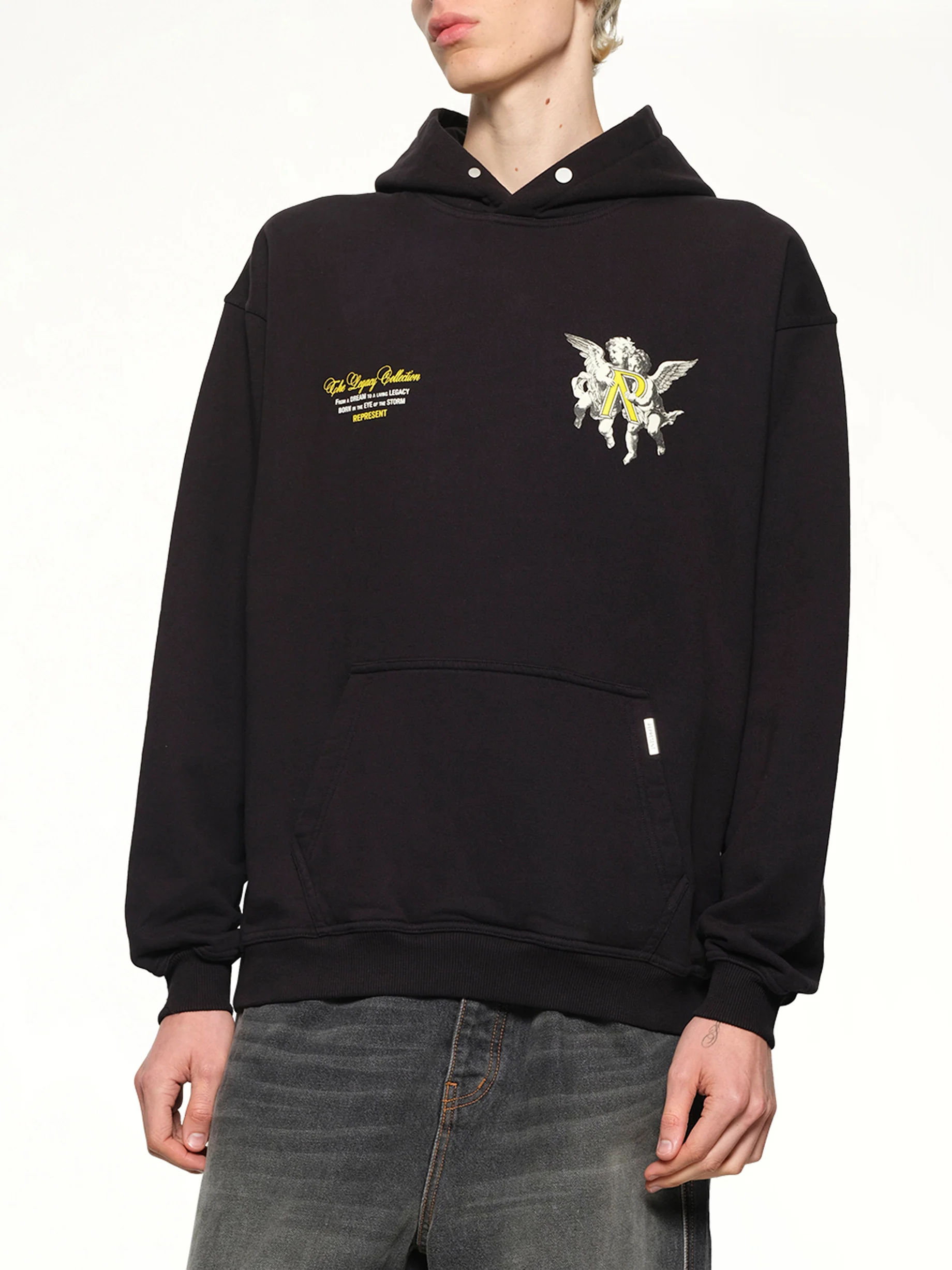 Represent Legacy Cherubs Hoodie in Jet Black - Image 6