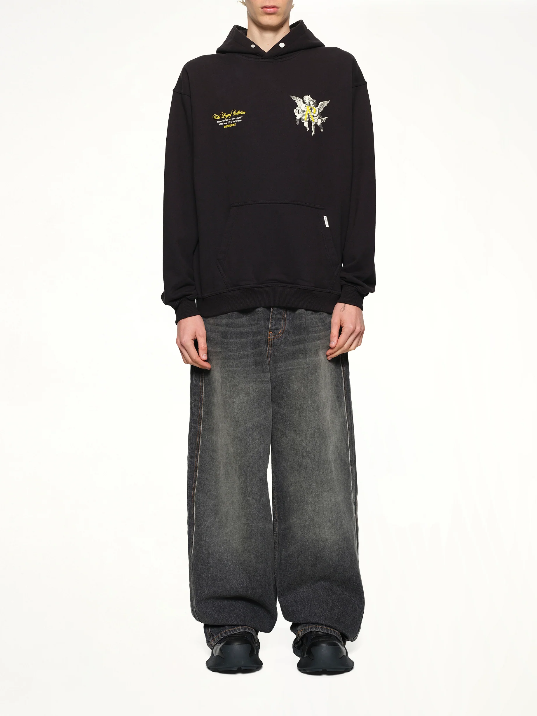 Represent Legacy Cherubs Hoodie in Jet Black - Image 7