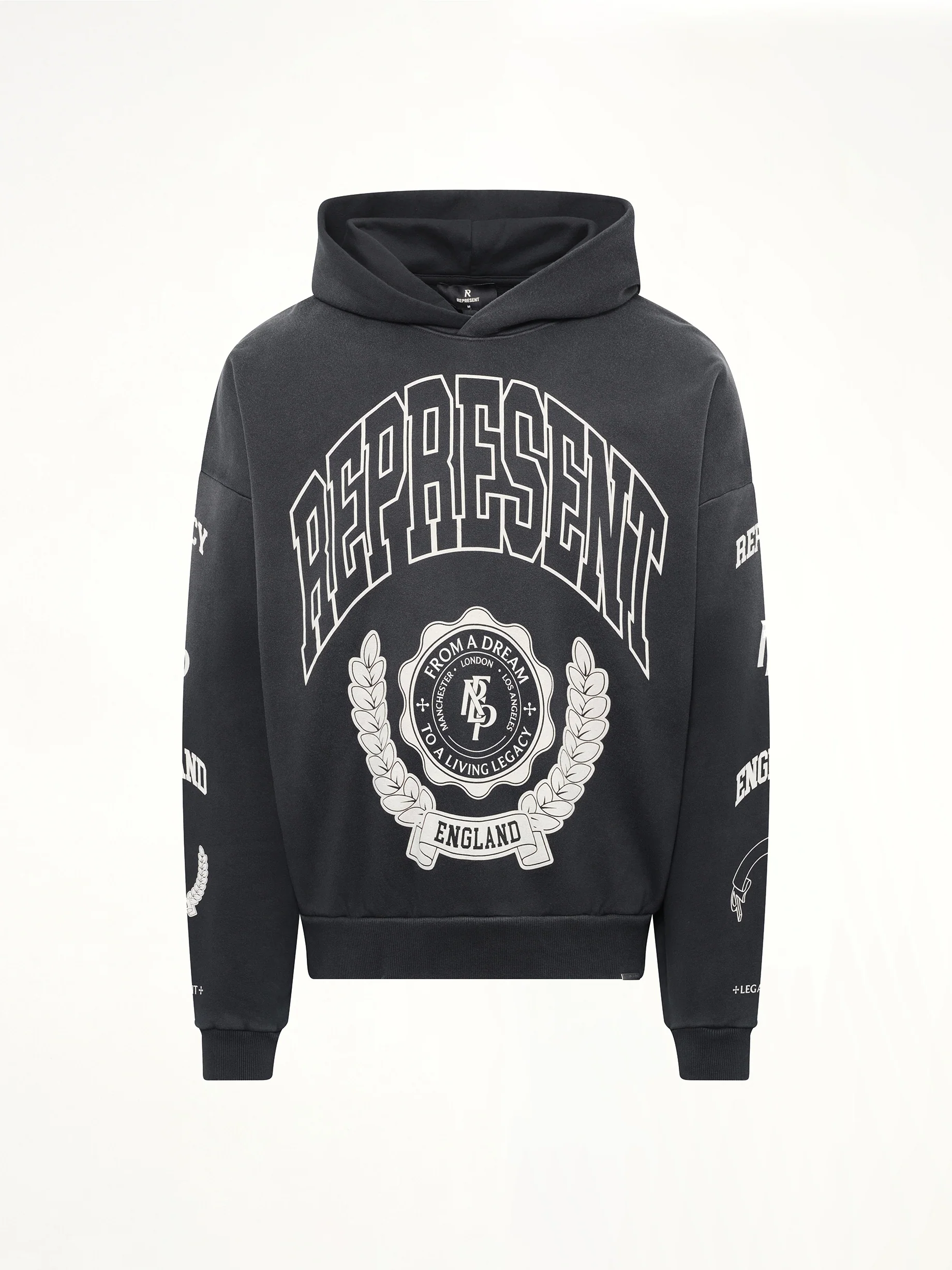 Represent Legacy Crest Hoodie in Stained Black - Image 2