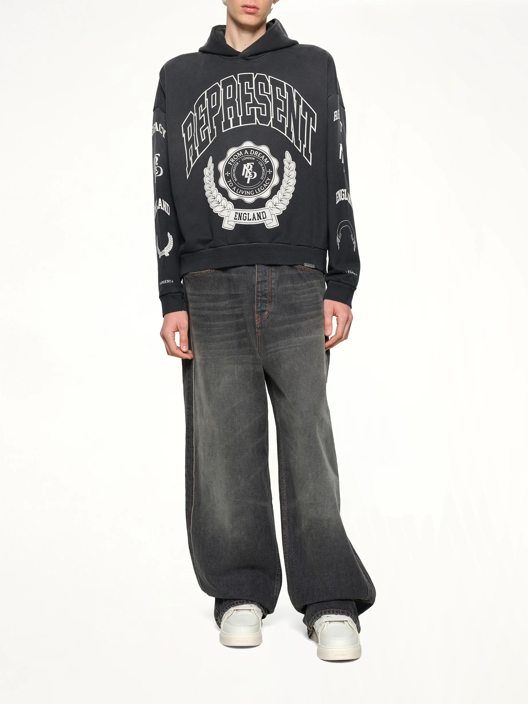 Represent Legacy Crest Hoodie in Stained Black - Image 4