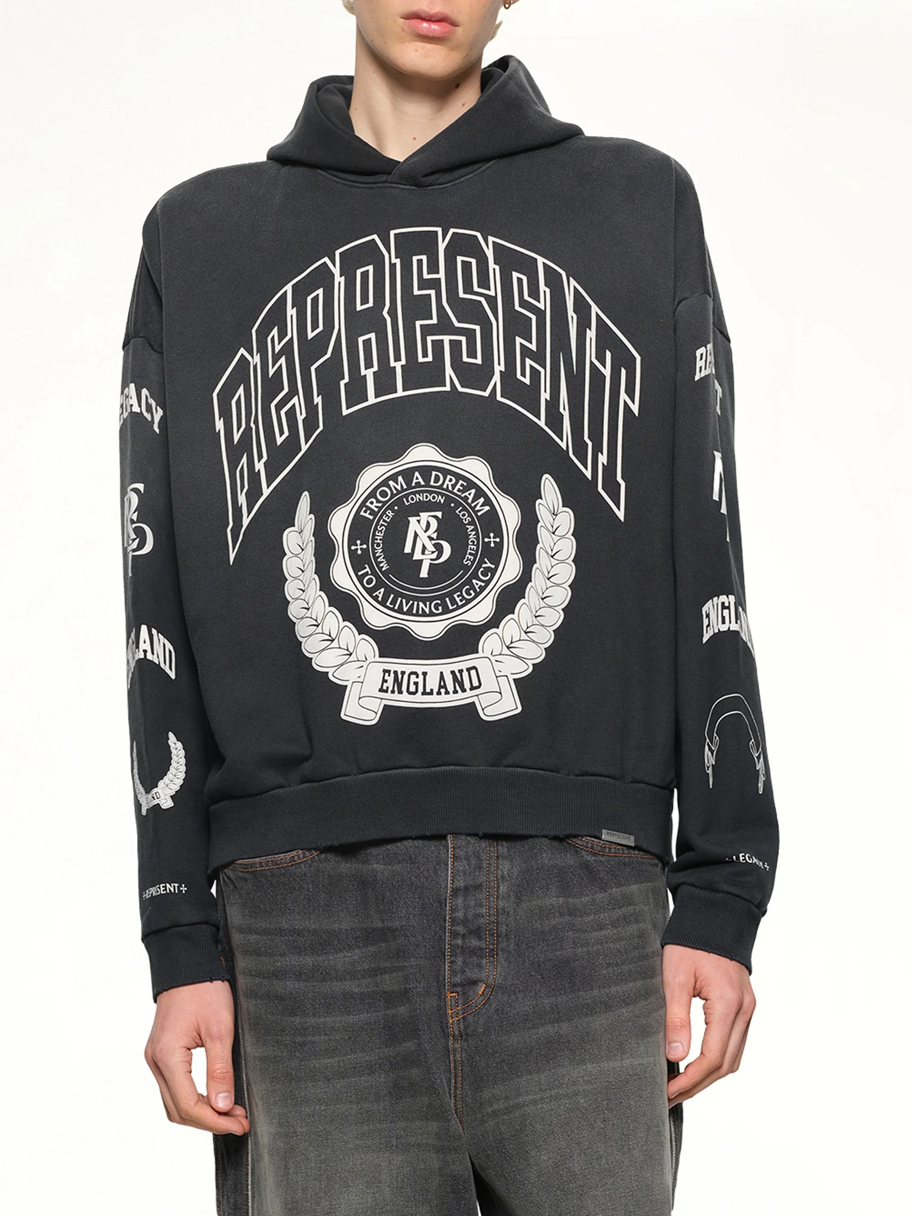 Represent Legacy Crest Hoodie in Stained Black - Image 6