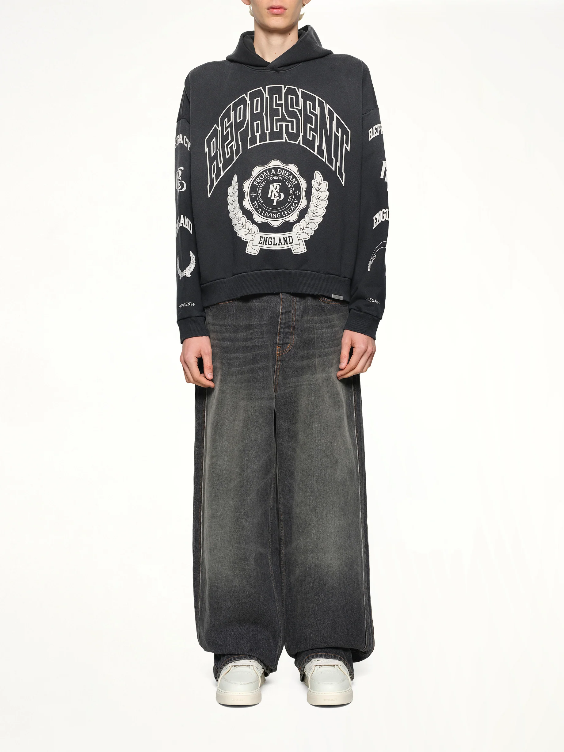 Represent Legacy Crest Hoodie in Stained Black - Image 7