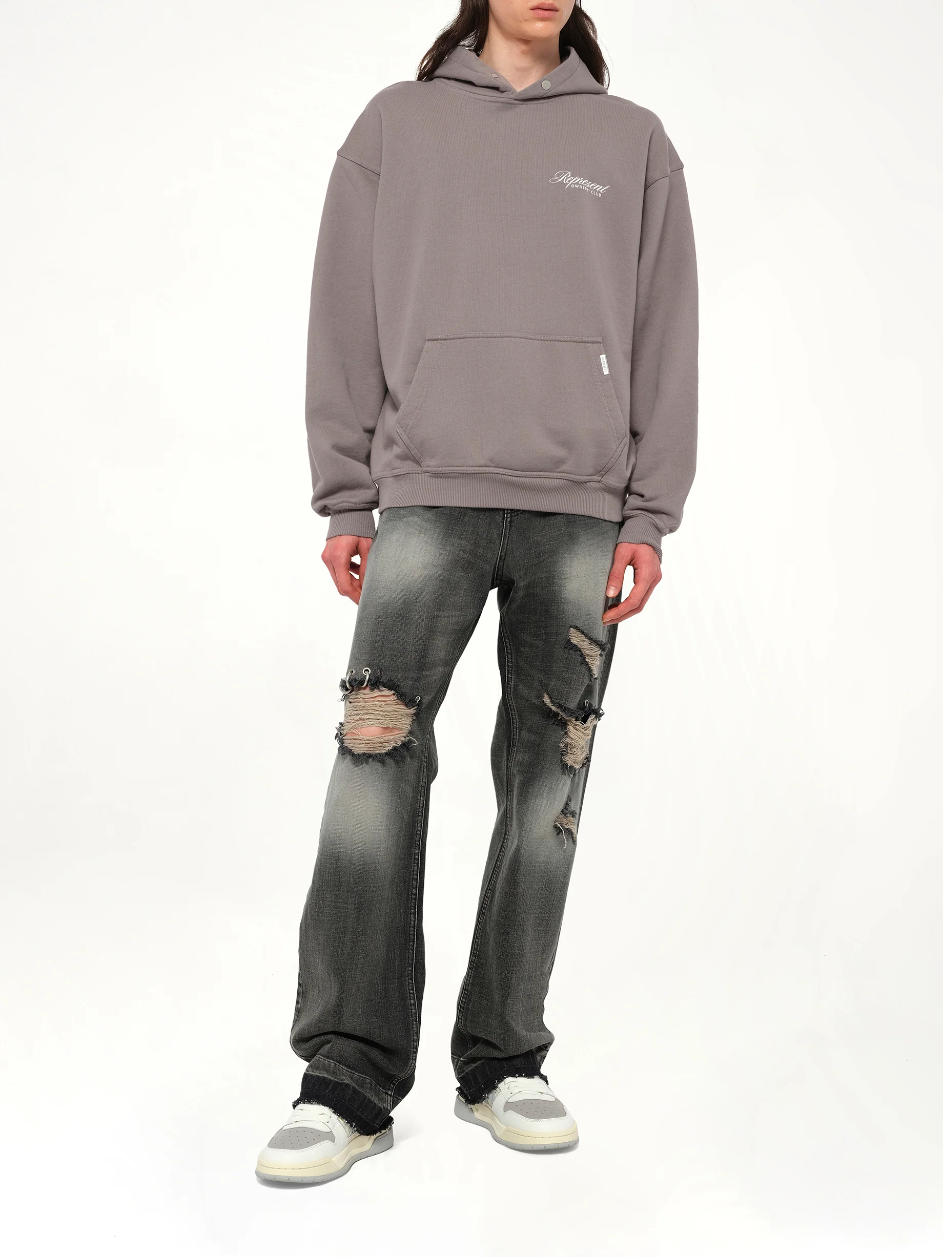 Represent Owners Club Script Hoodie in Slate - Image 4