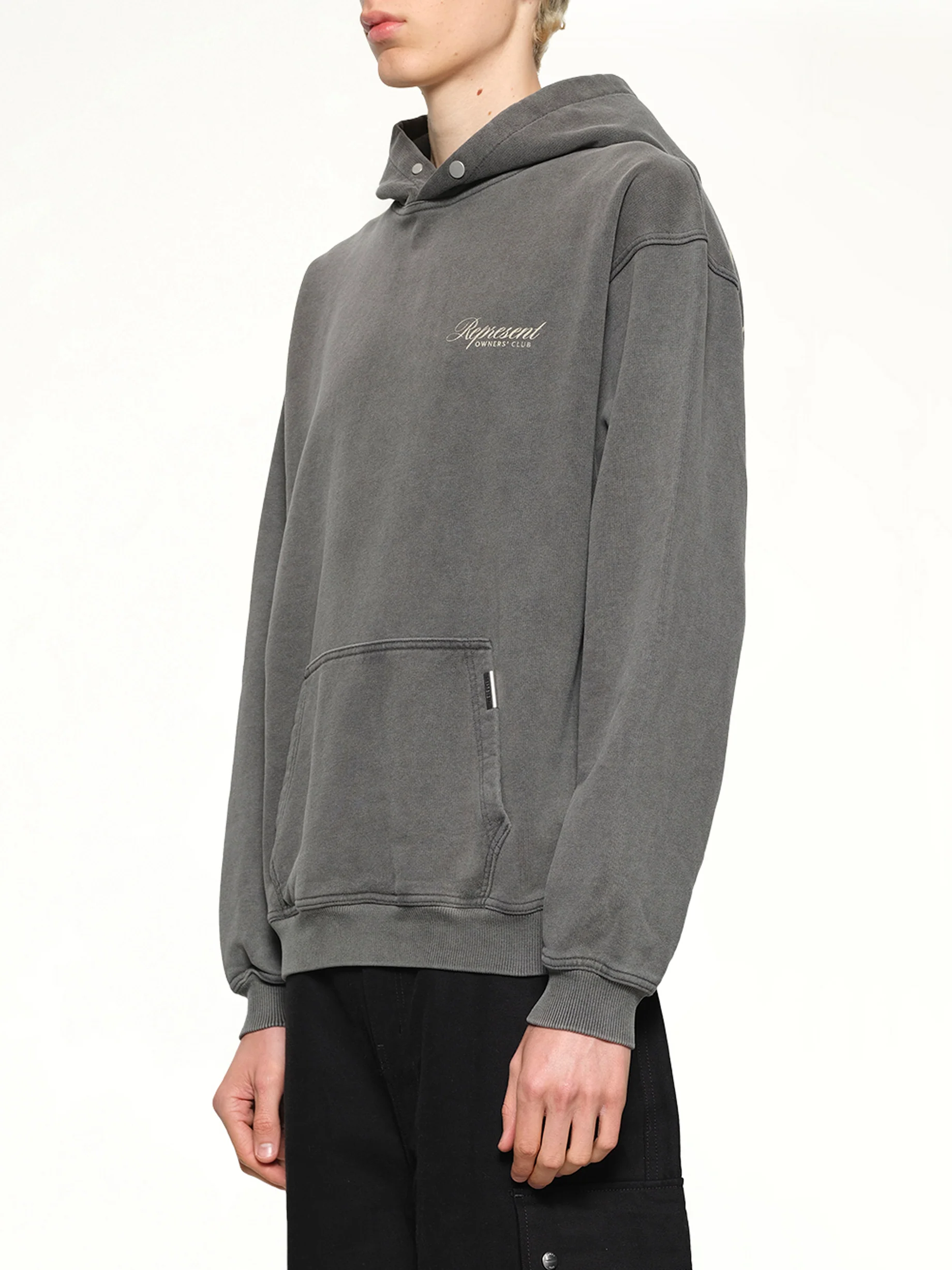 Represent Owners Club Script Hoodie in Vintage Grey - Image 3