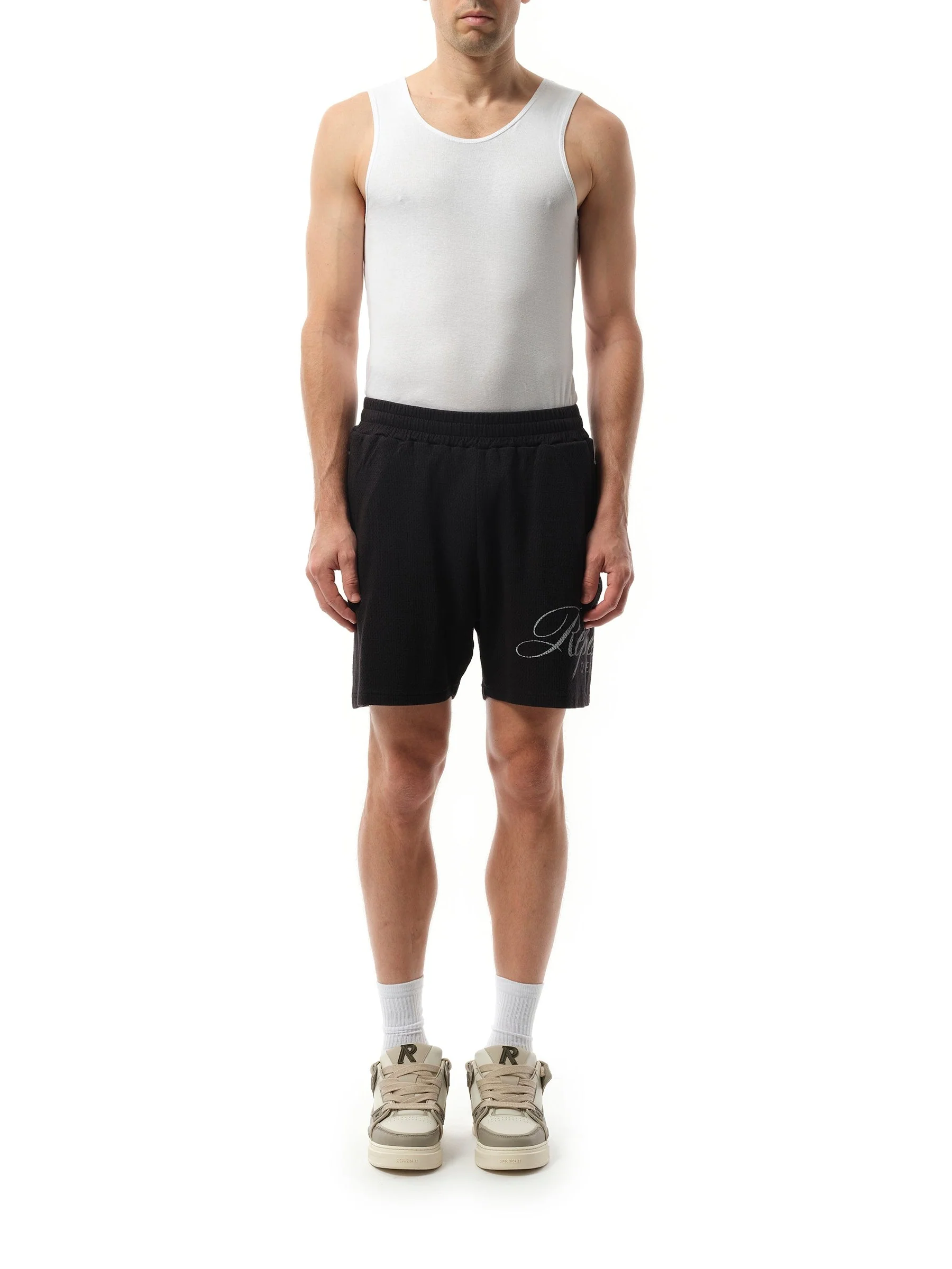 Represent Owners Club Script Mesh Shorts in Black - Image 4