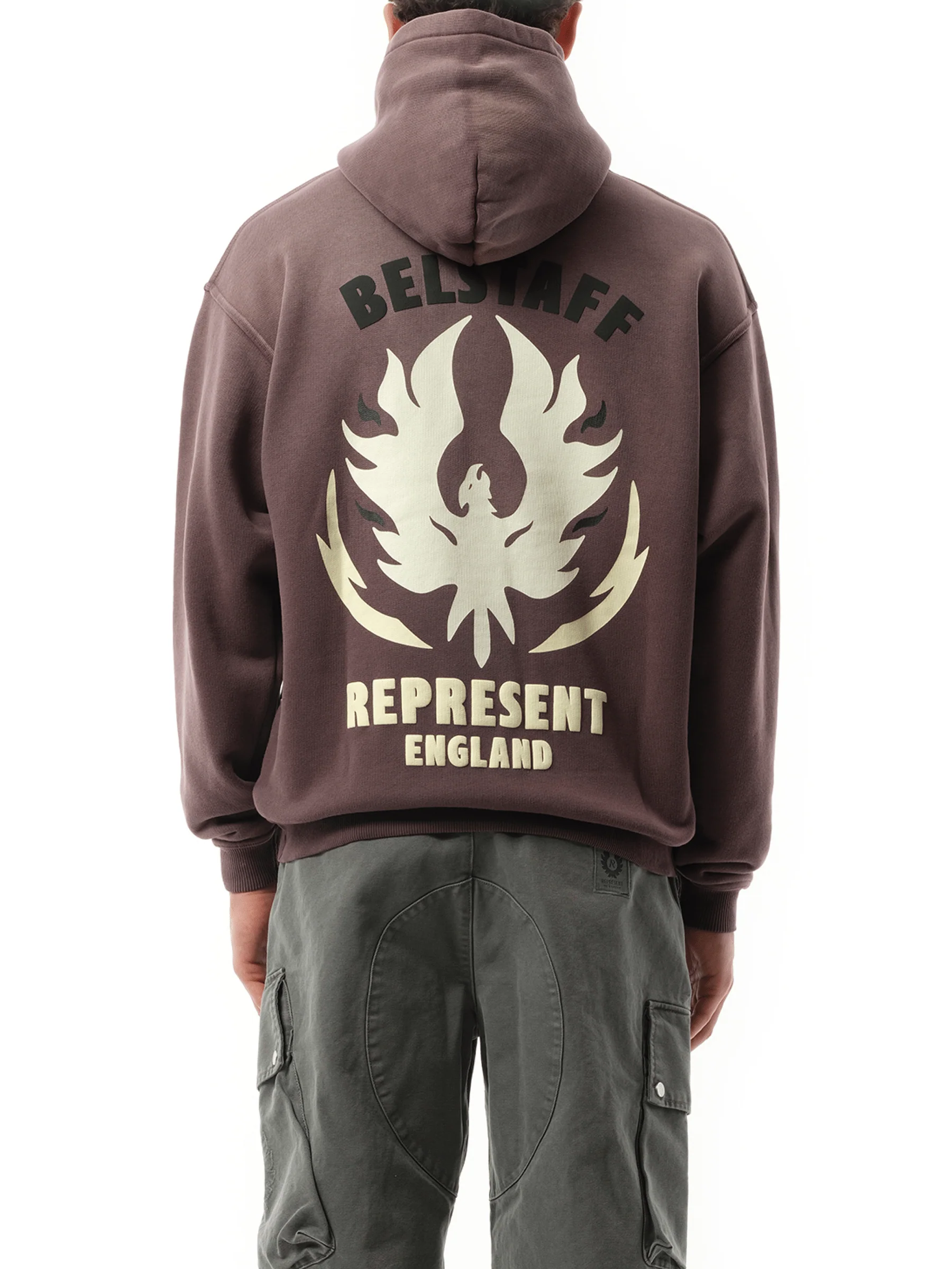 Represent X Belstaff Flame Phoenix Hoodie in Plum - Image 6